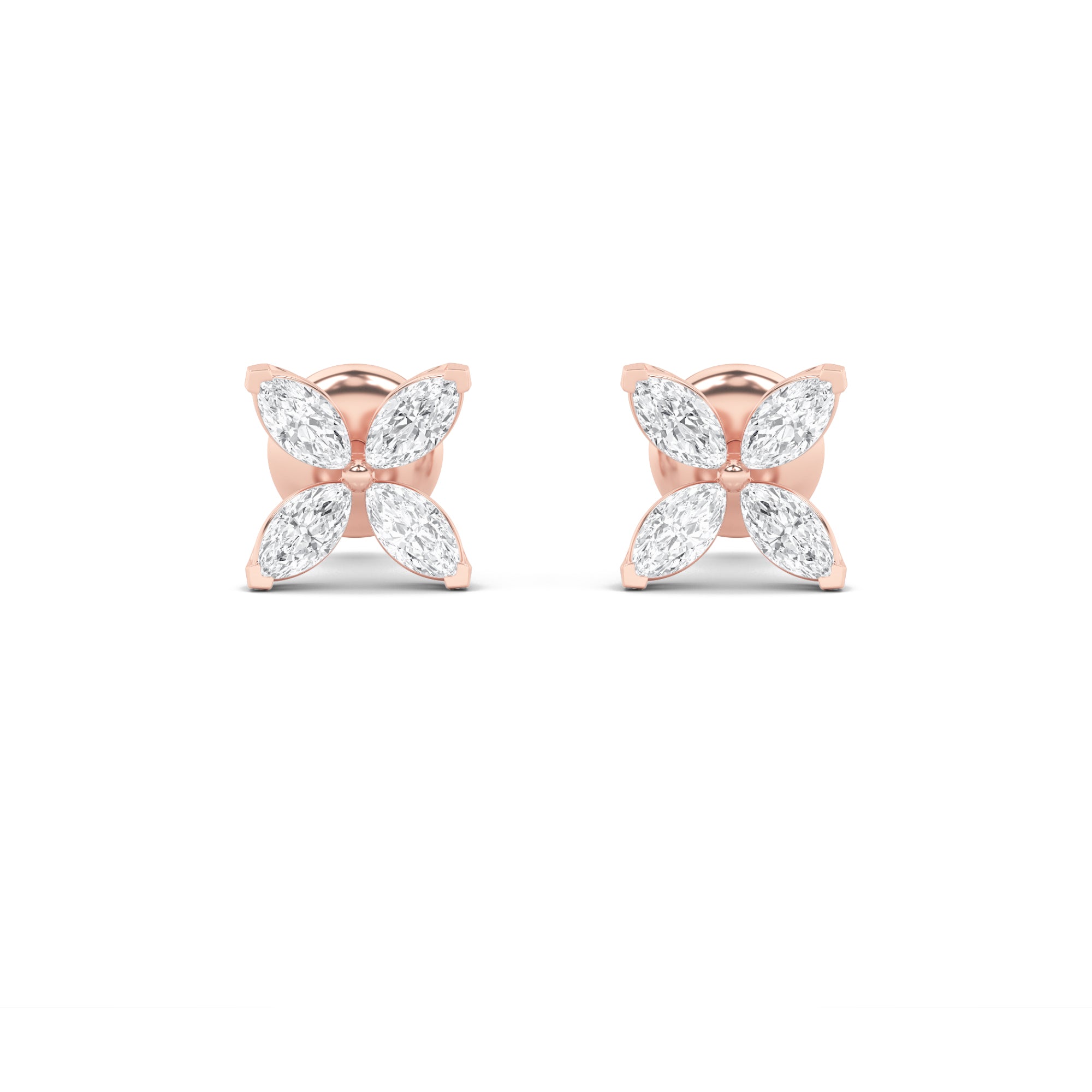 1.5Cttw Marquise Shaped Lab Grown Diamond (F/VS) Flower Earrings in 14K Gold