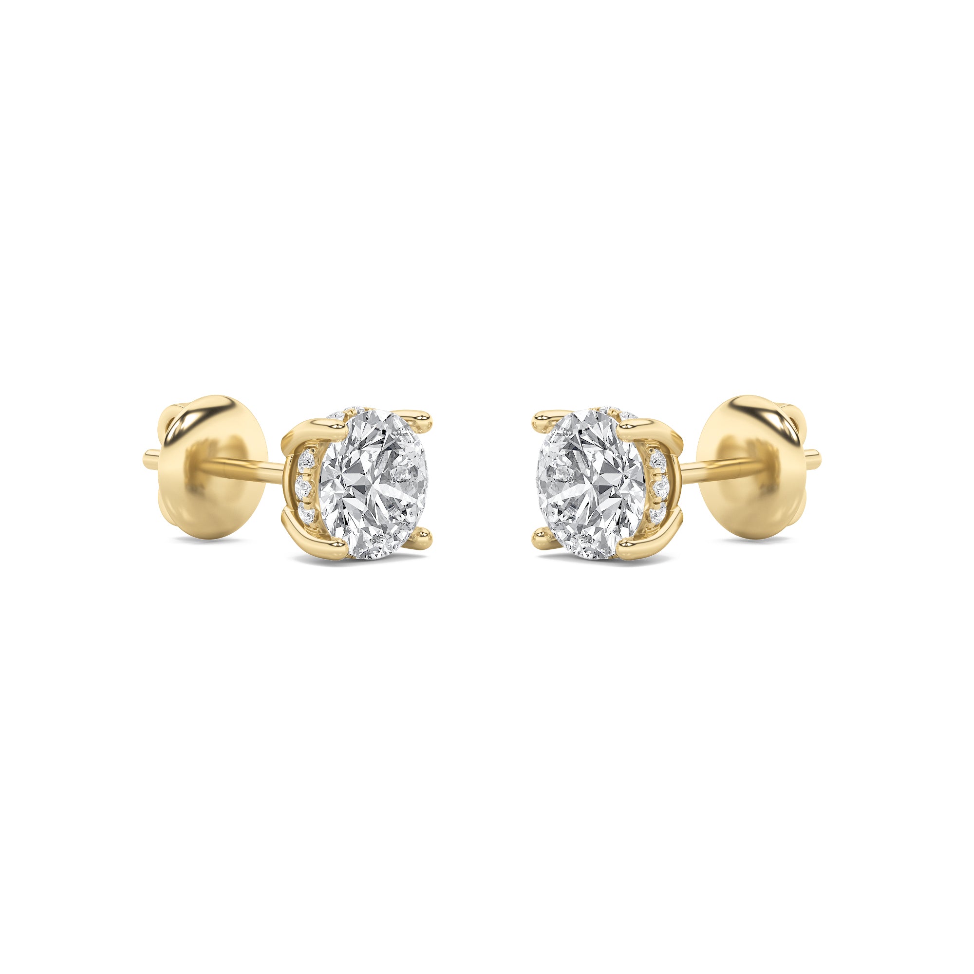 Round Shaped Lab Grown Diamond (F/VS) HiddenHalo Stud Earrings in 14K Gold