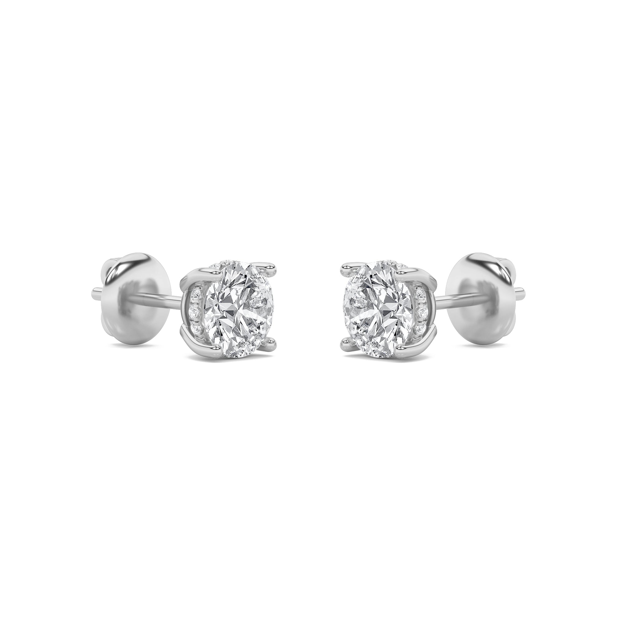 2Cttw Round Shaped Lab Grown Diamond (F/VS) HiddenHalo Stud Earrings in 14K Gold