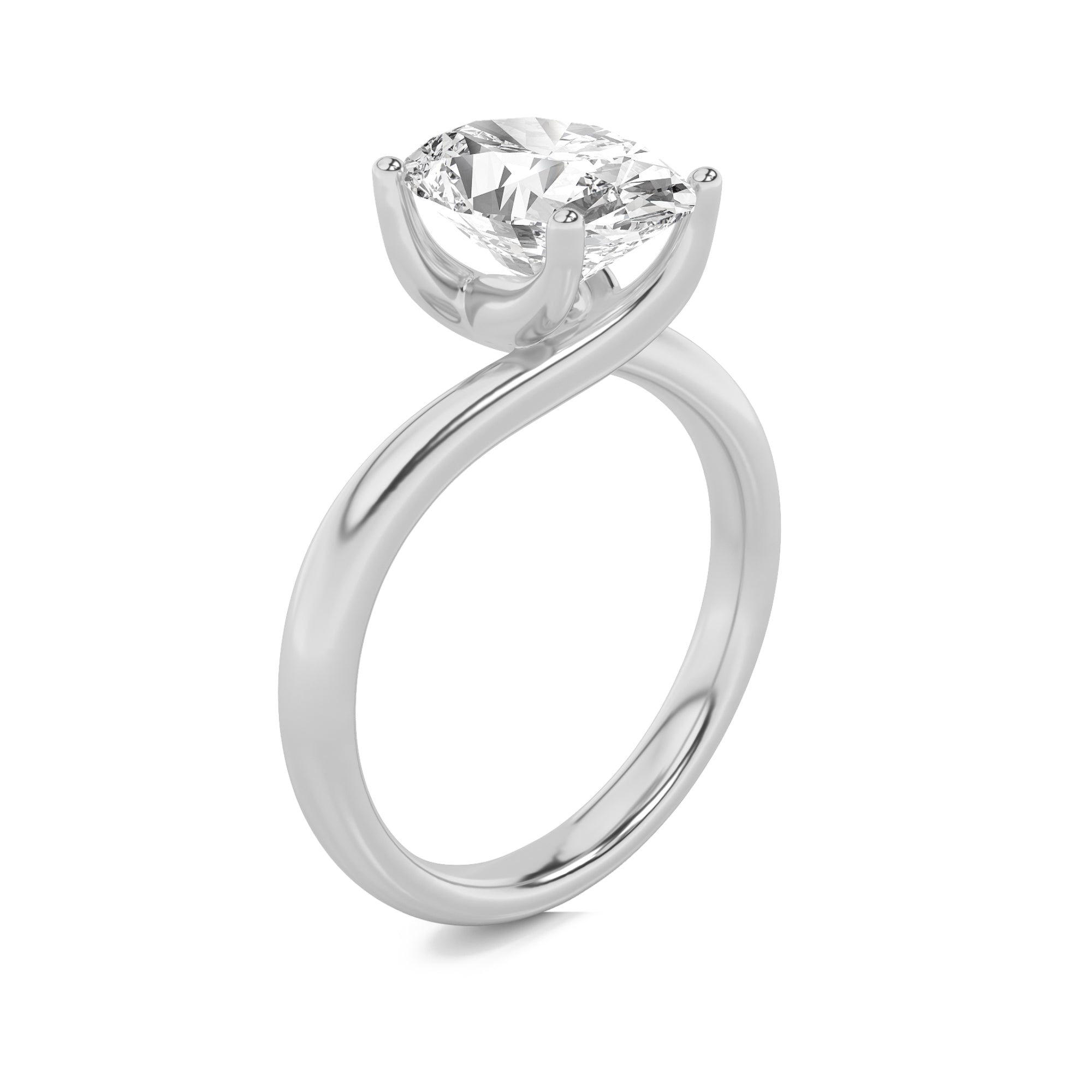 2Cttw Oval Shaped Lab Grown Diamond (F/VS) BypassShank Engagement Ring in 14K Gold