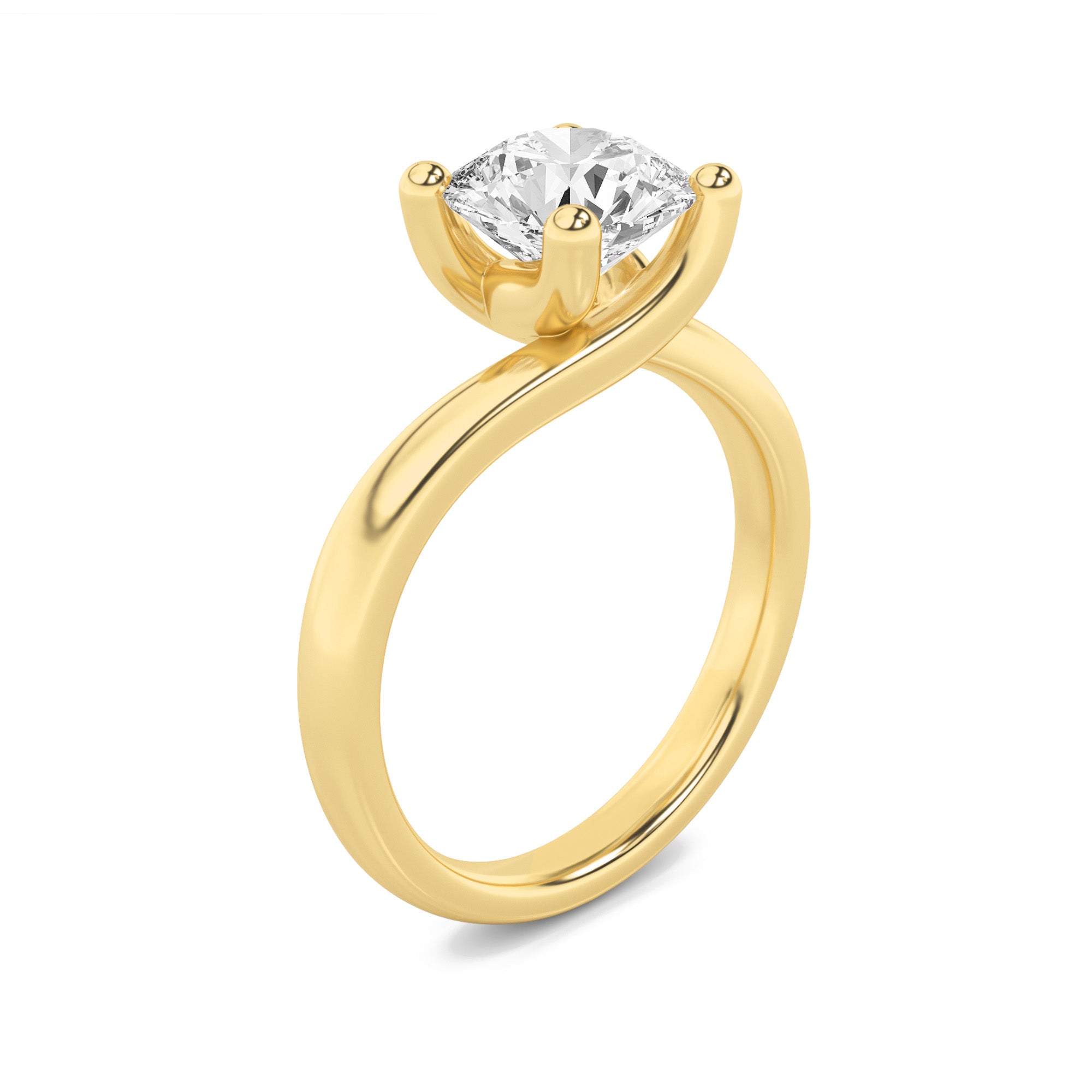 2Cttw Round Shaped Lab Grown Diamond (F/VS) BypassShank Engagement Ring in 14K Gold