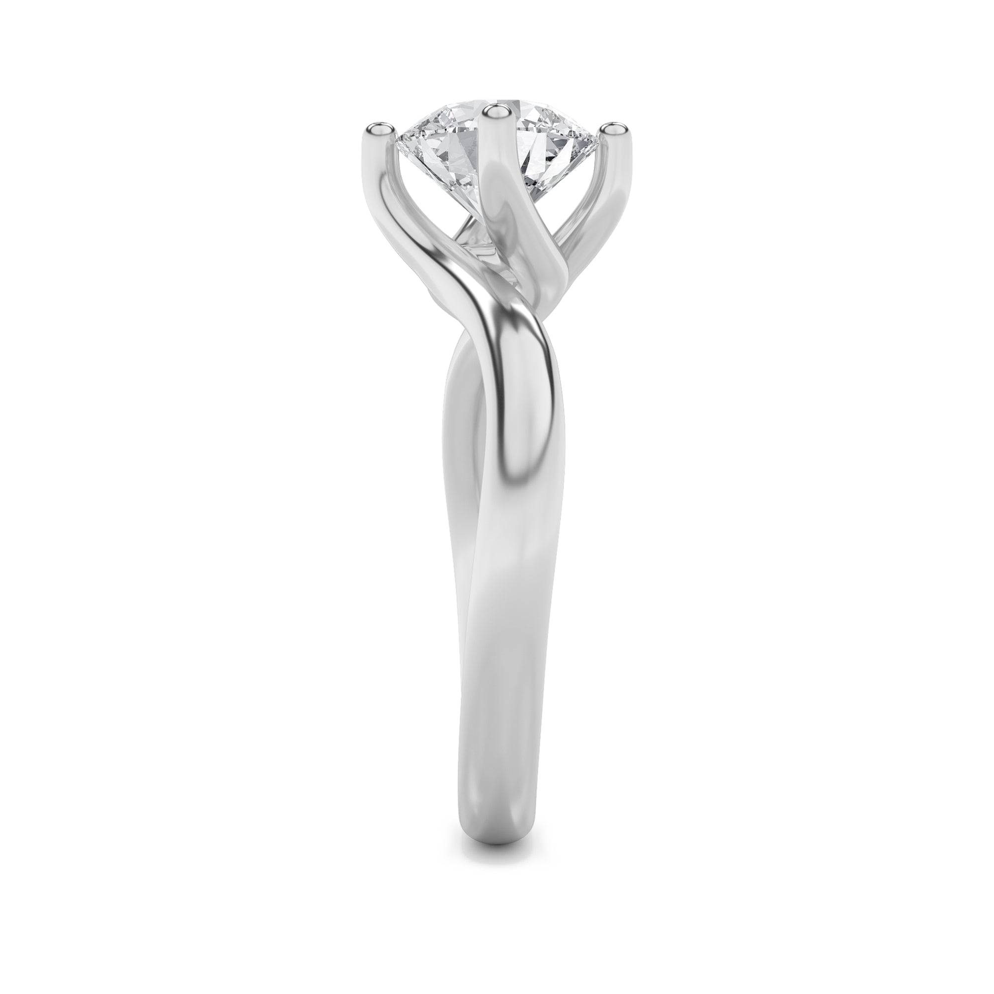 2Cttw Round Shaped Lab Grown Diamond (F/VS) BypassShank Engagement Ring in 14K Gold
