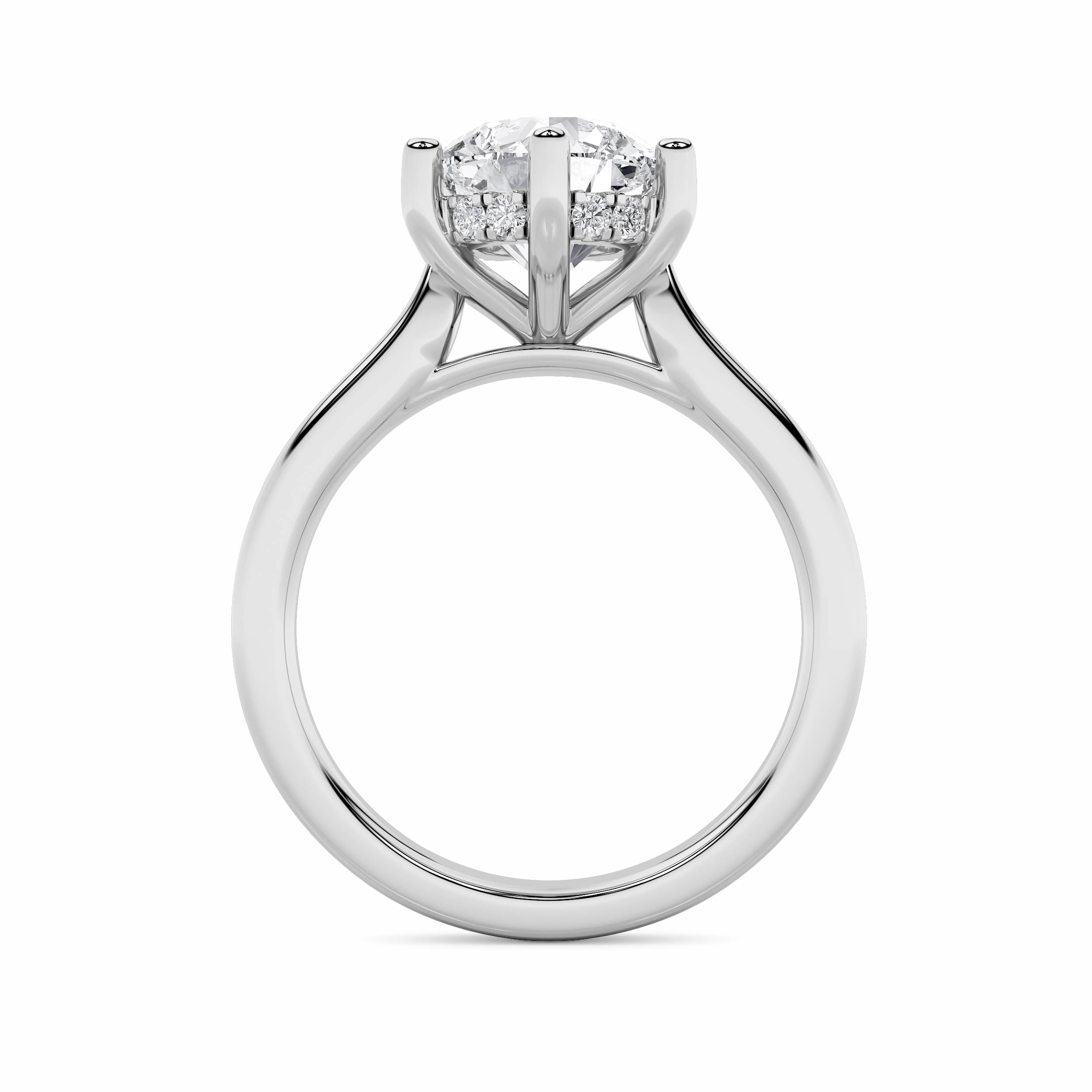1Cttw Round Shaped Lab Grown Diamond (F/VS) HiddenHalo Cathedral Shank Engagement Ring in 14K Gold