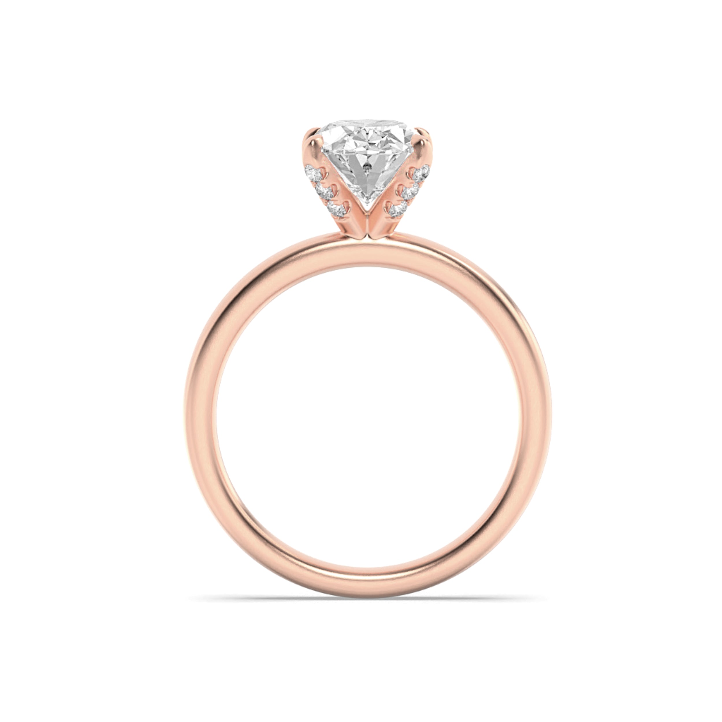 2Cttw Oval Shaped Lab Grown Diamond (F/VS) HiddenHalo Petite Shank Ring in 14K Gold