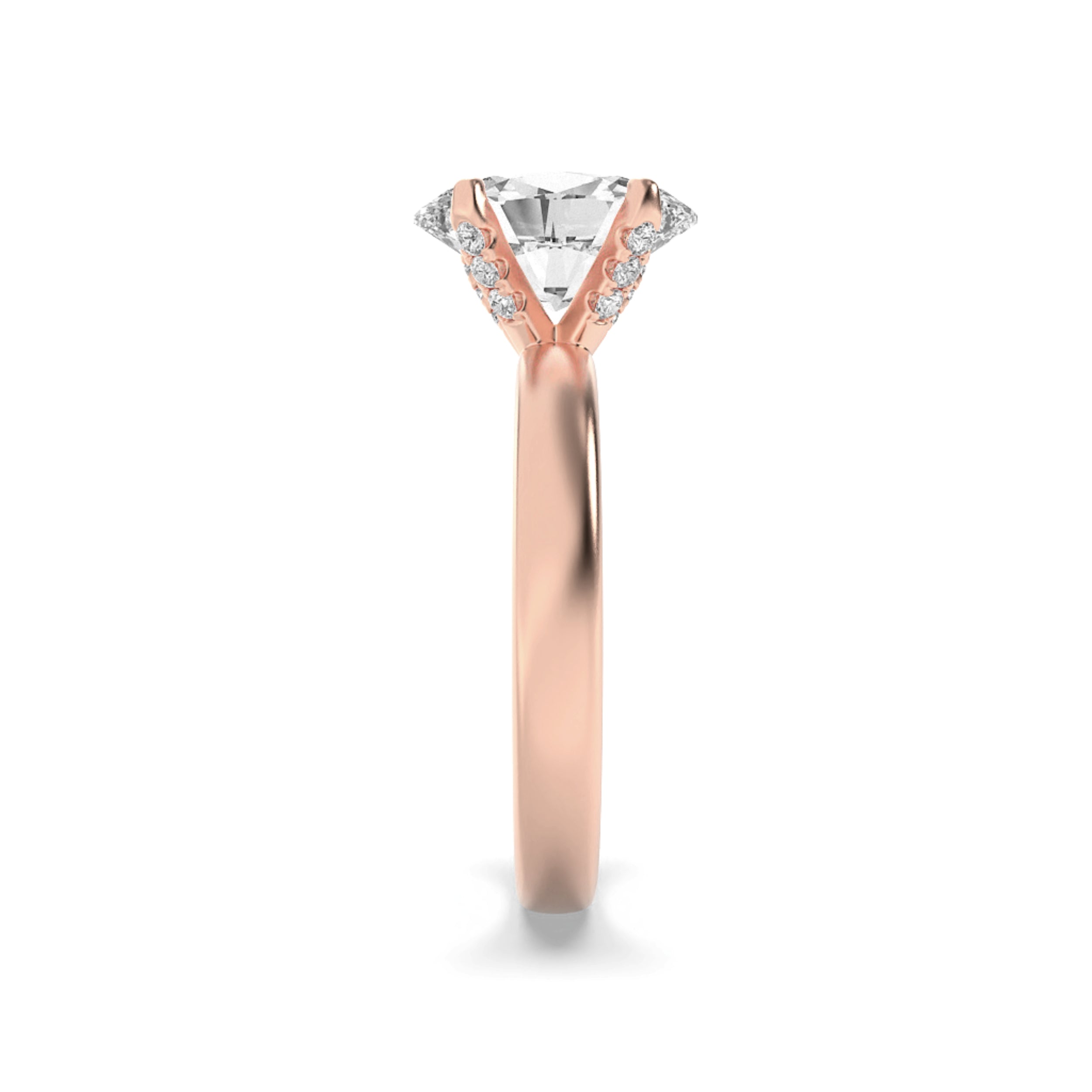 2Cttw Oval Shaped Lab Grown Diamond (F/VS) HiddenHalo Petite Shank Ring in 14K Gold