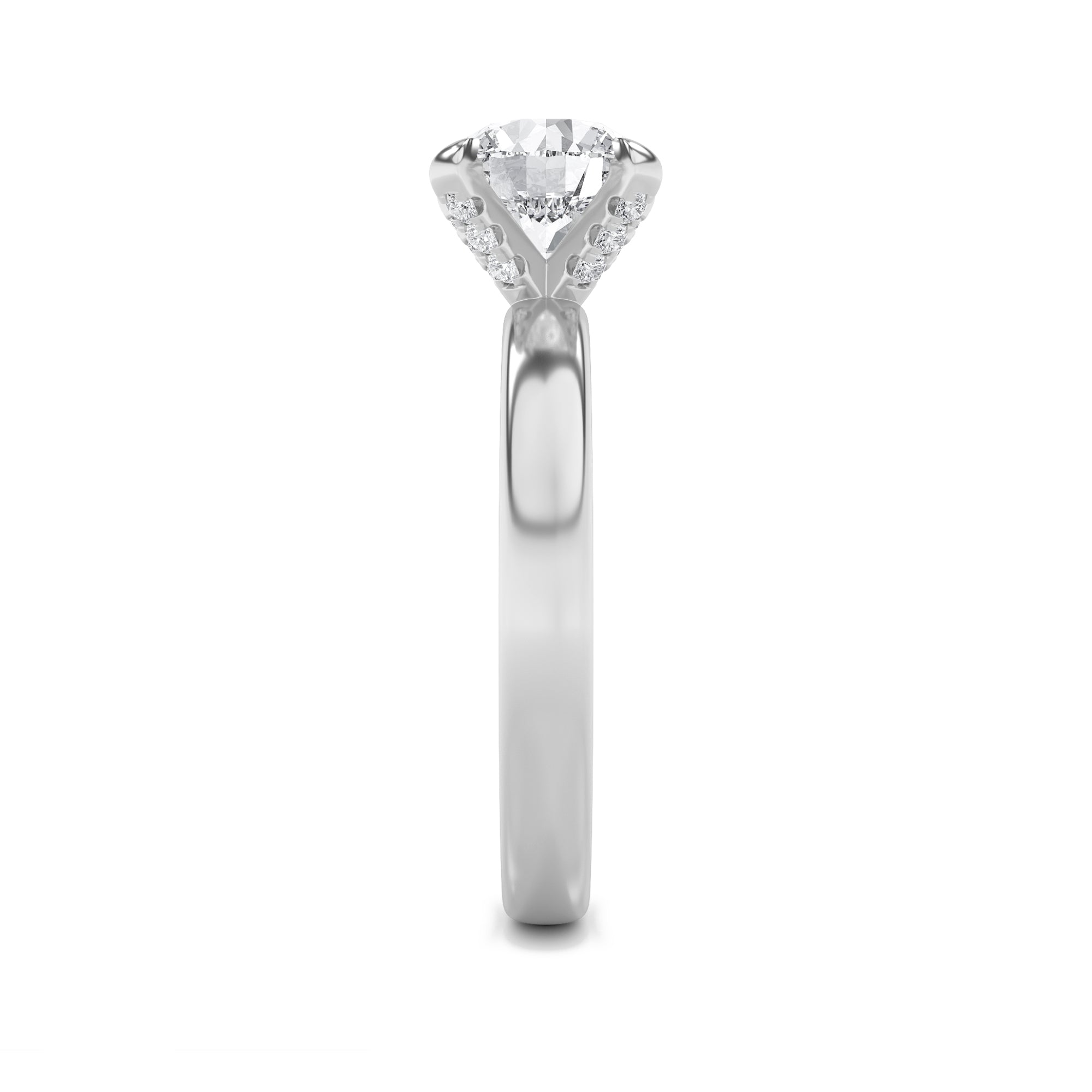 2Cttw Round Shaped Lab Grown Diamond (F/VS) HiddenHalo Petite Shank Ring in 14K Gold