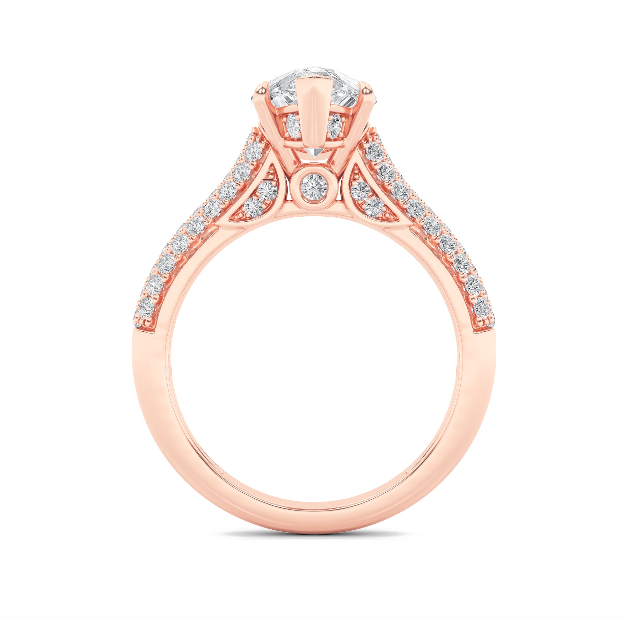 1.5Cttw Pear Shaped Lab Grown Diamond (F/VS) Hidden Halo Accented Engagement Ring in 14K Gold