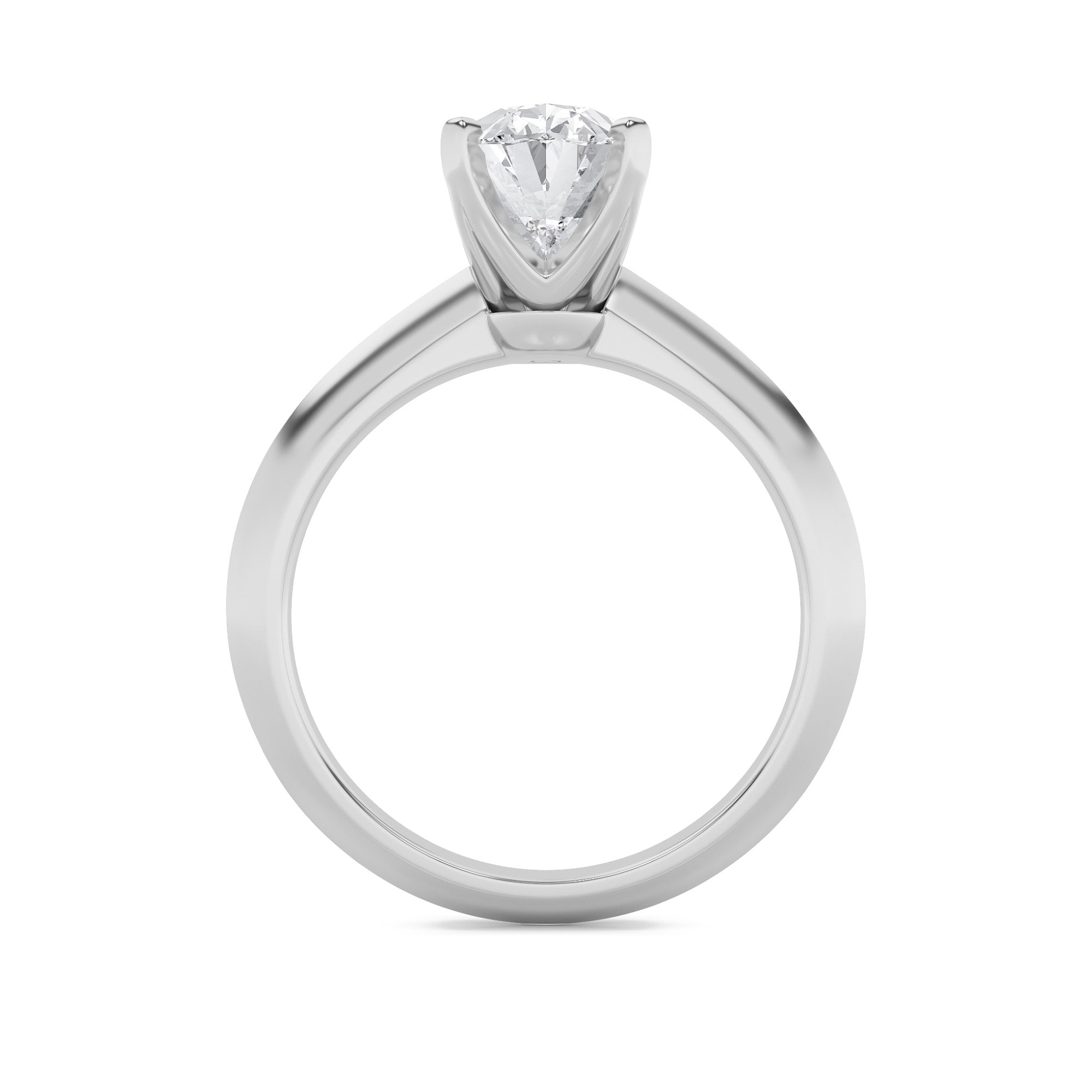 1Cttw Oval Shaped Lab Grown Diamond (F/VS) Knife Edge Shank Solitaire Engagement Ring in 14K Gold