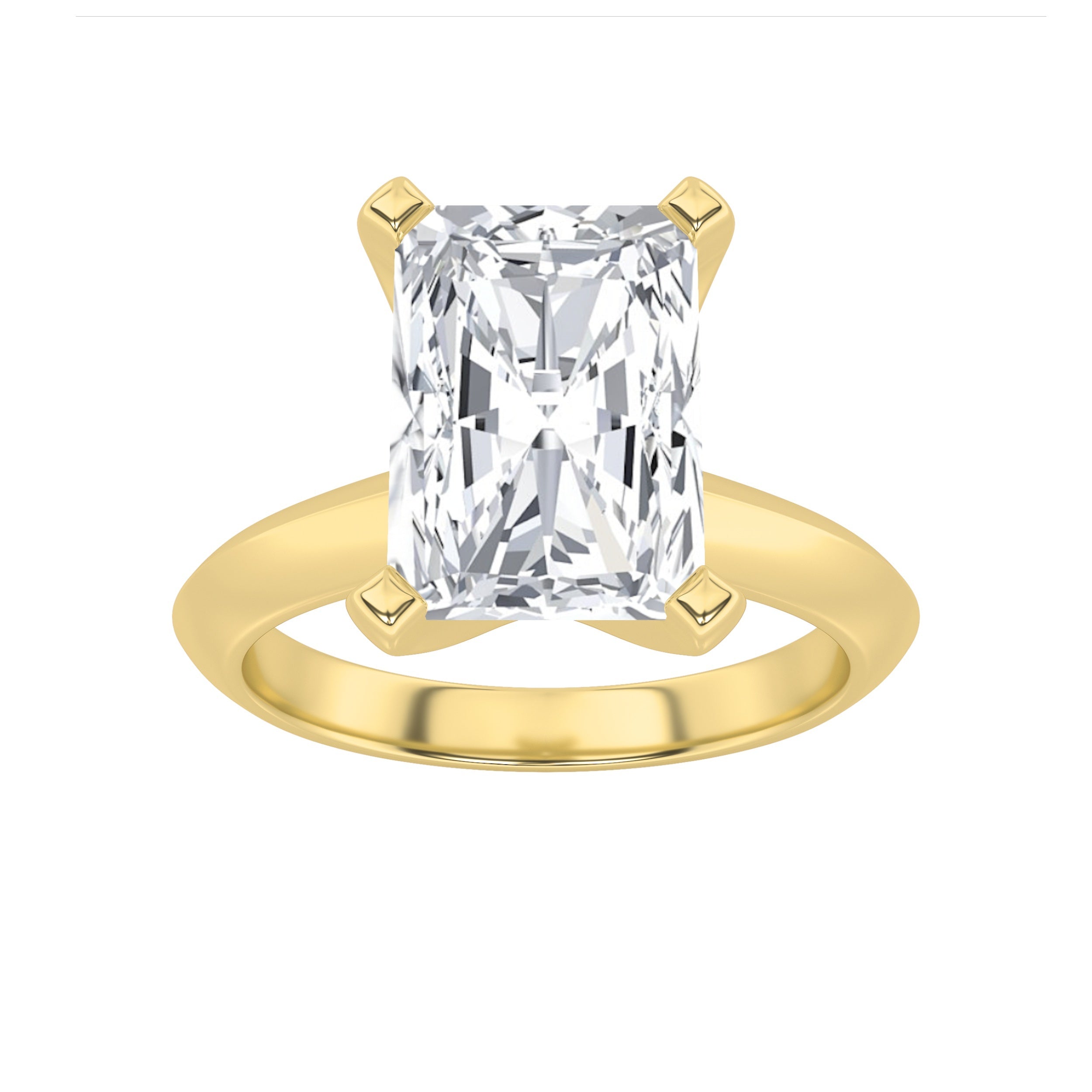 2Cttw Radiant Shaped Lab Grown Diamond (F/VS) Knife Edge Shank Solitaire Engagement Ring in 14K Gold