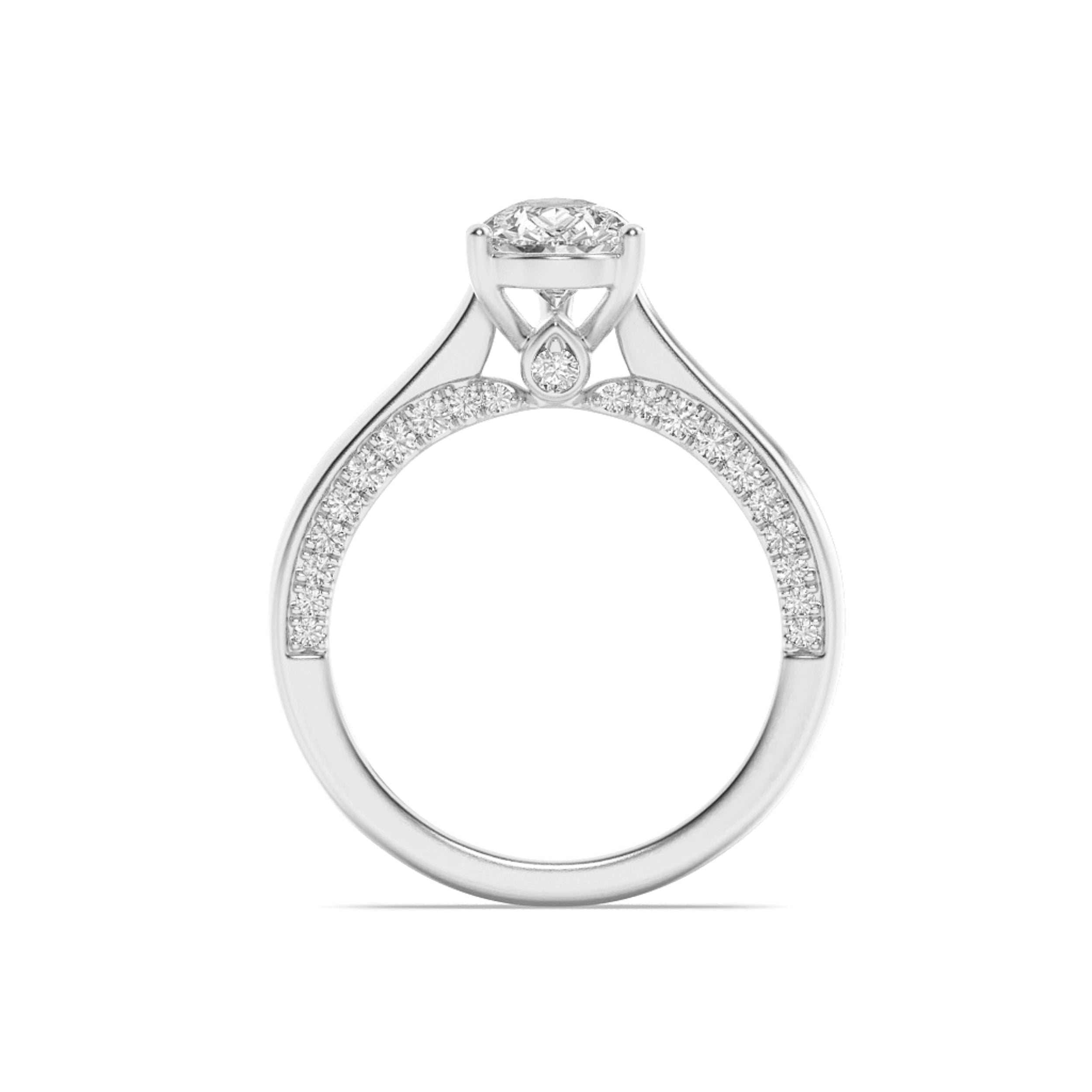 2Cttw Pear Shaped Lab Grown Diamond (F/VS) Accented Bridge Shank Engagement Ring in 14K Gold
