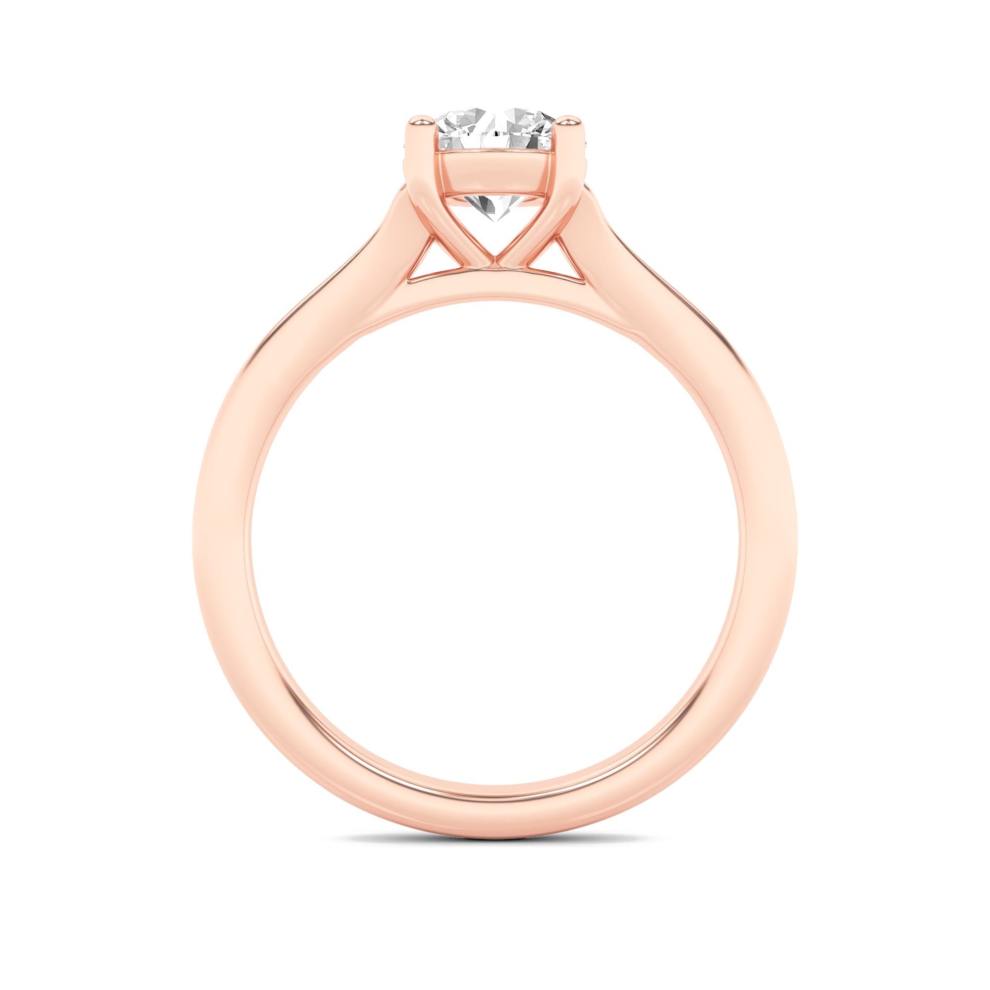1Cttw Round Shaped Lab Grown Diamond (F/VS) SplitShank Solitaire Engagement Ring in 14K Gold