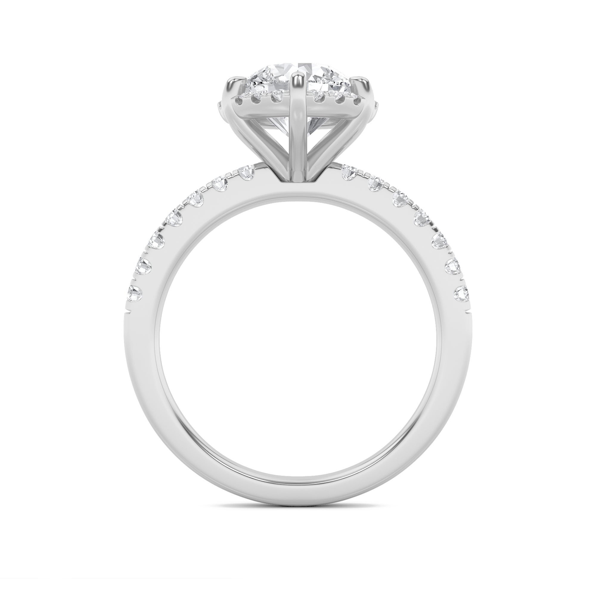 2Cttw Round Shaped Lab Grown Diamond (F/VS) Halo Accented Engagement Ring in 14K Gold