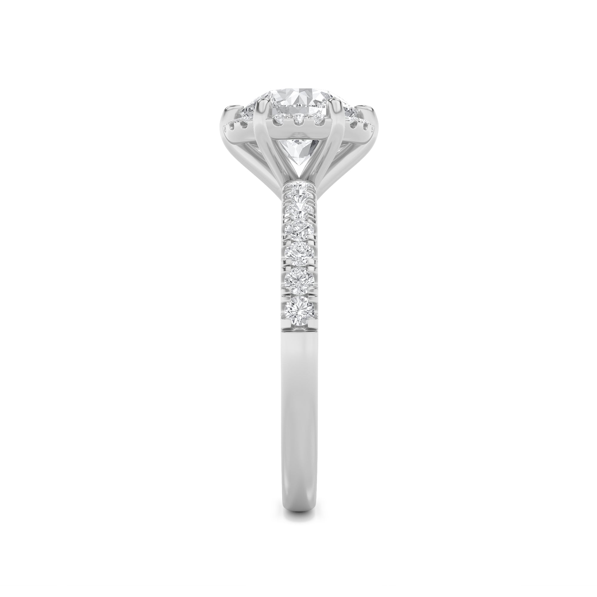2Cttw Round Shaped Lab Grown Diamond (F/VS) Halo Accented Engagement Ring in 14K Gold