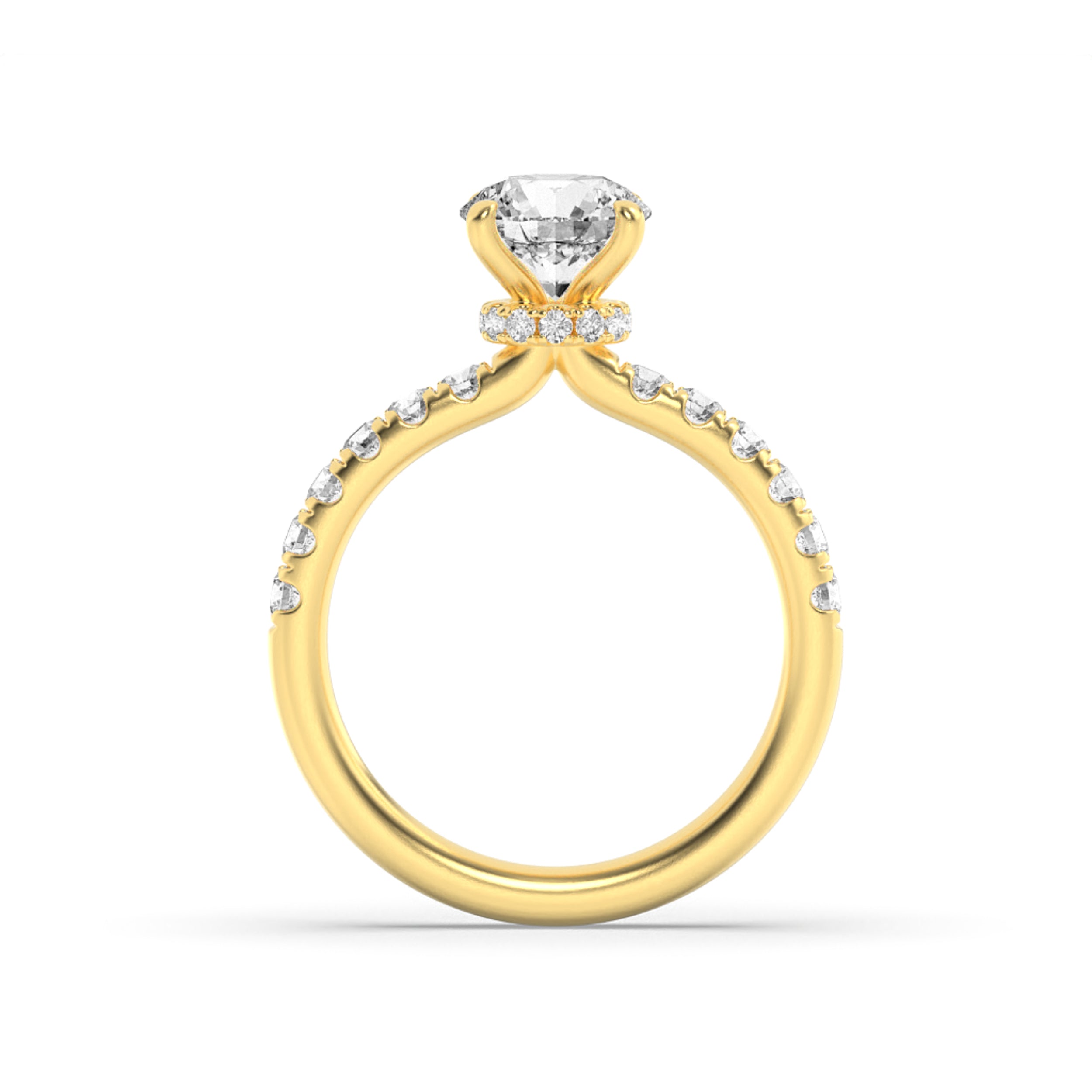 2Cttw Round Shaped Lab Grown Diamond (F/VS) HiddenHalo Accented Ring in 14K Gold