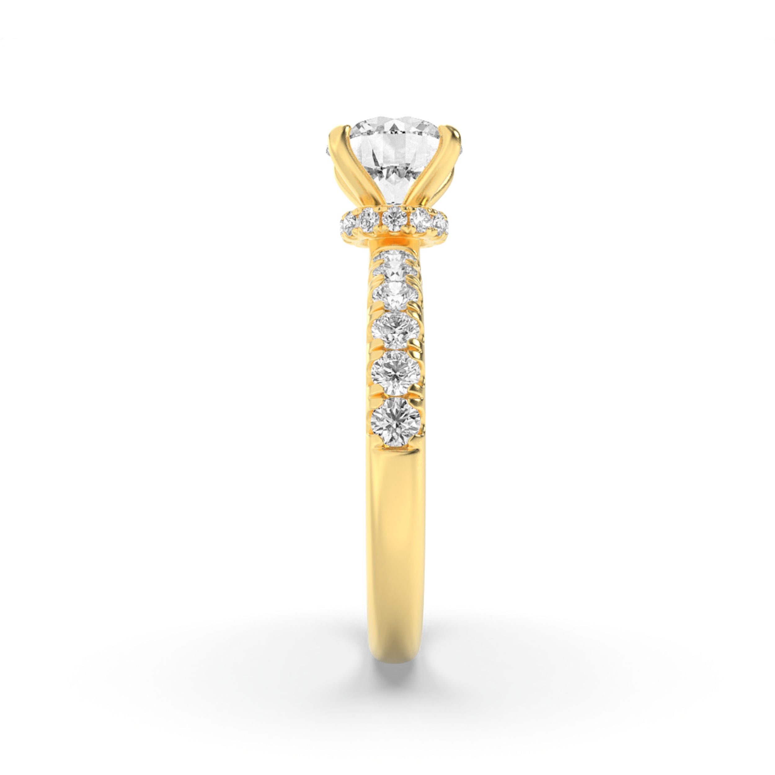 2Cttw Round Shaped Lab Grown Diamond (F/VS) HiddenHalo Accented Ring in 14K Gold