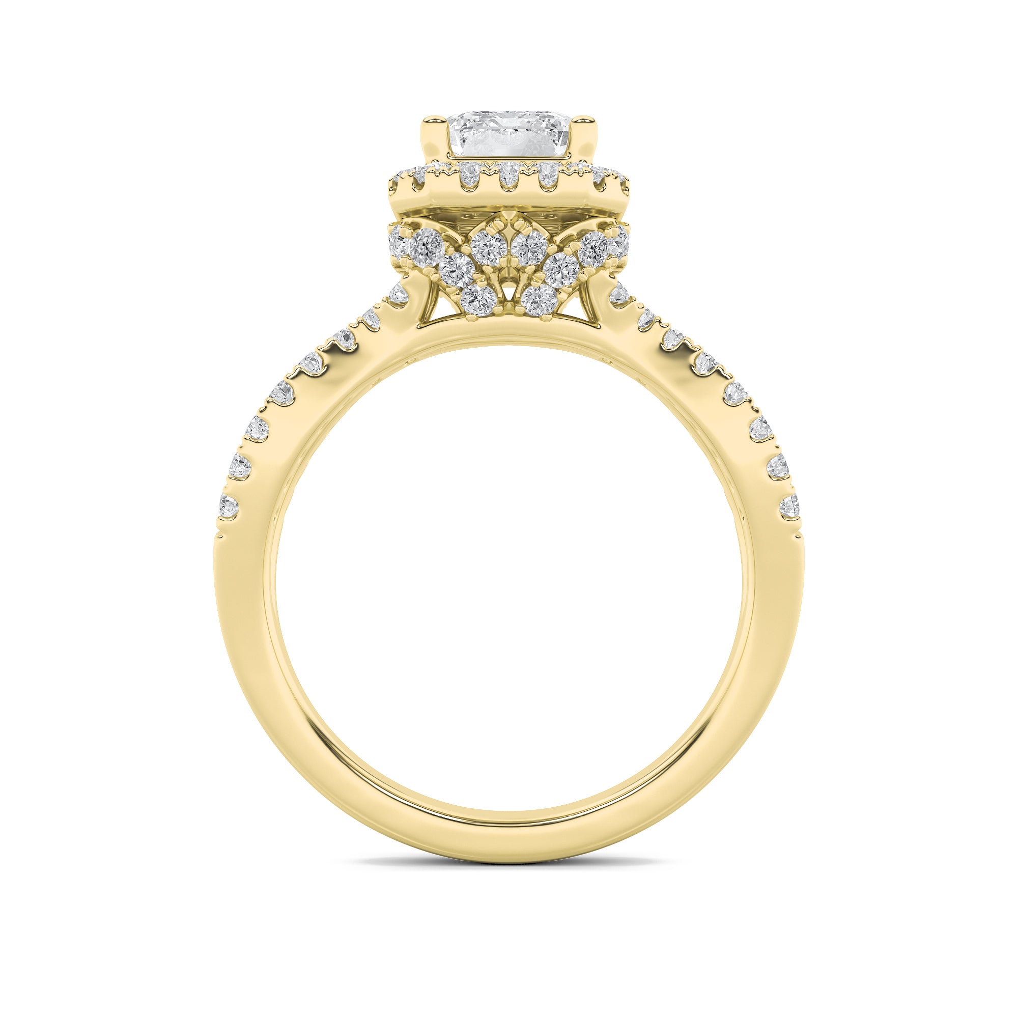 2Cttw Radiant Shaped Lab Grown Diamond (F/VS)  Ring in 14K Gold
