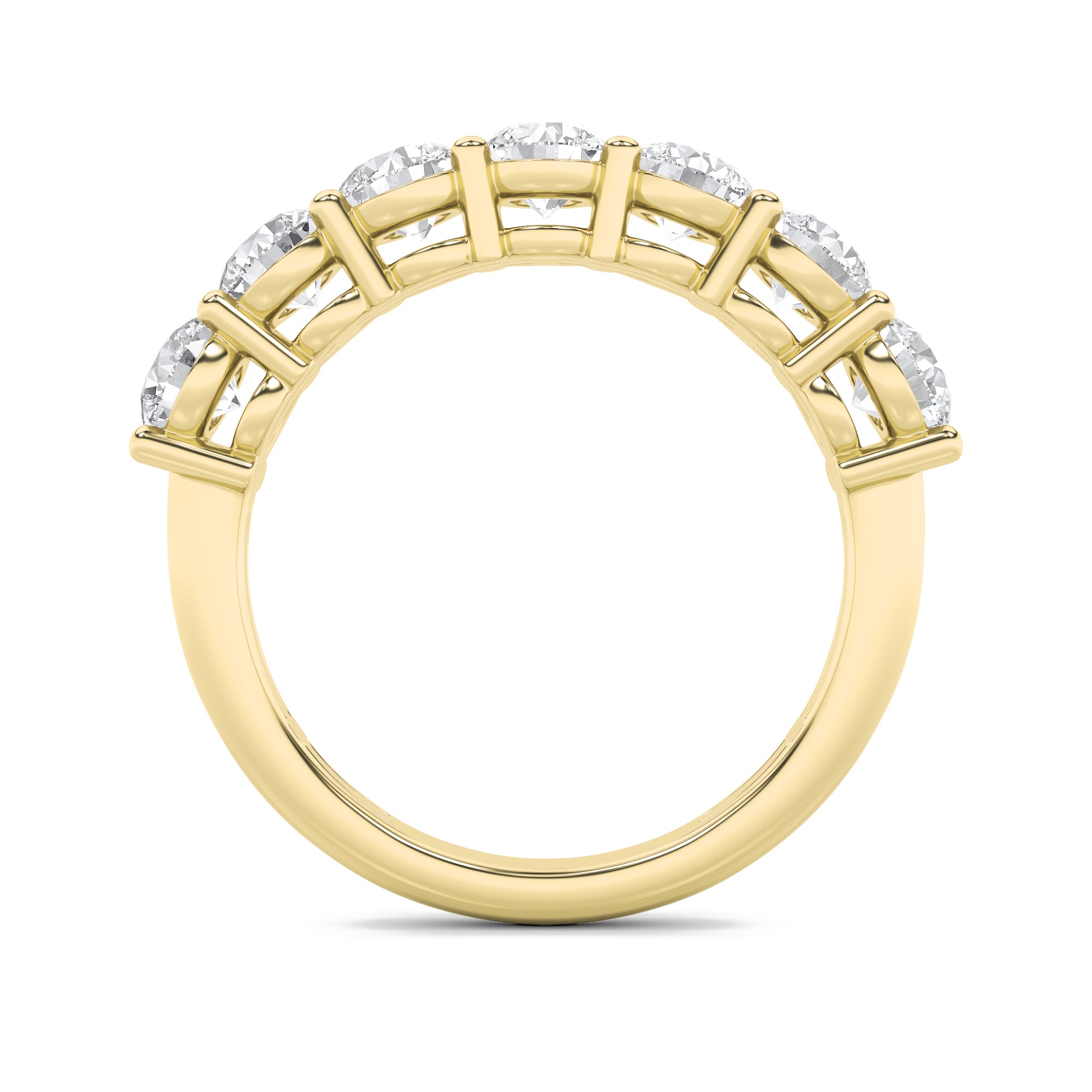 2Cttw Round Shaped Lab Grown Diamond (F/VS) SevenStone Band Ring in 14K Gold
