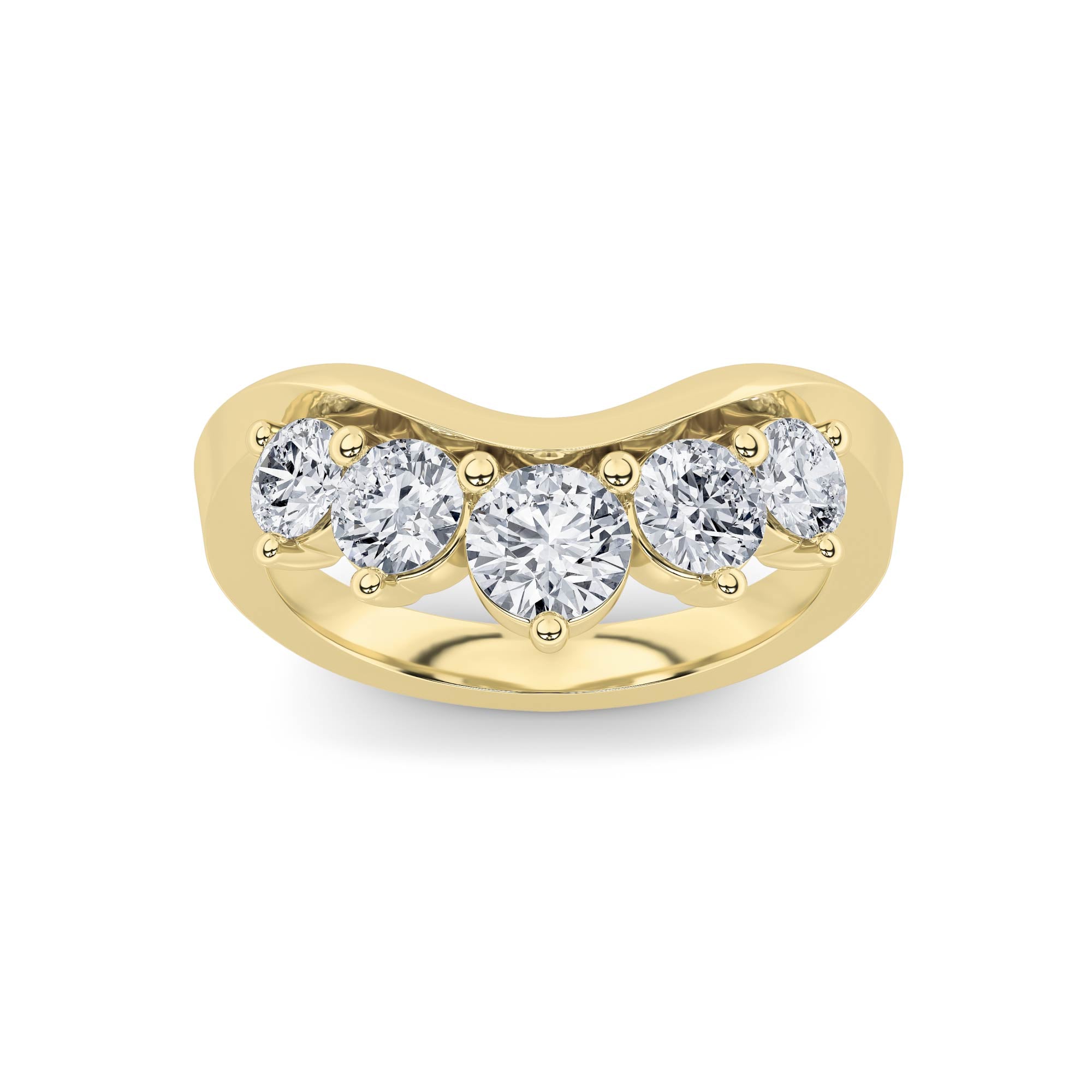 1Cttw Round Shaped Lab Grown Diamond (F/VS) FancyContour Ring in 14K Gold