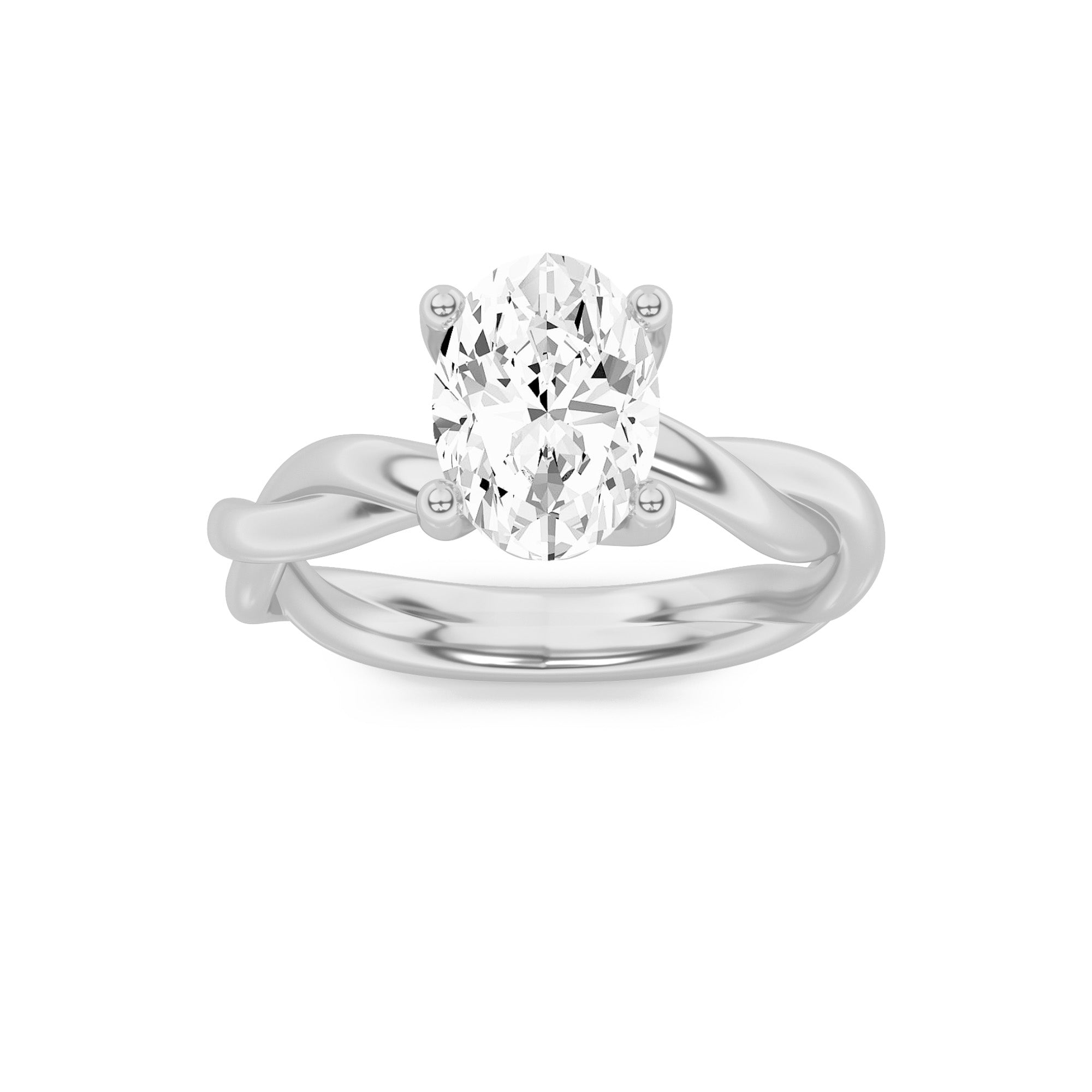 1Cttw Oval Shaped Lab Grown Diamond (F/VS) TwistedShank Solitaire Engagement Ring in 14K Gold