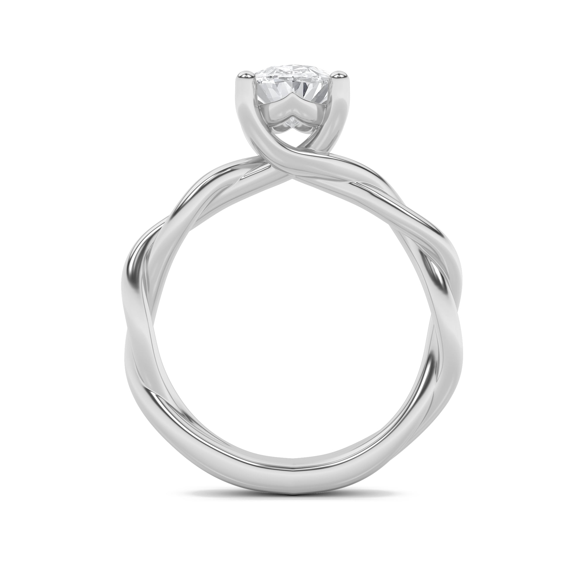 1Cttw Oval Shaped Lab Grown Diamond (F/VS) TwistedShank Solitaire Engagement Ring in 14K Gold