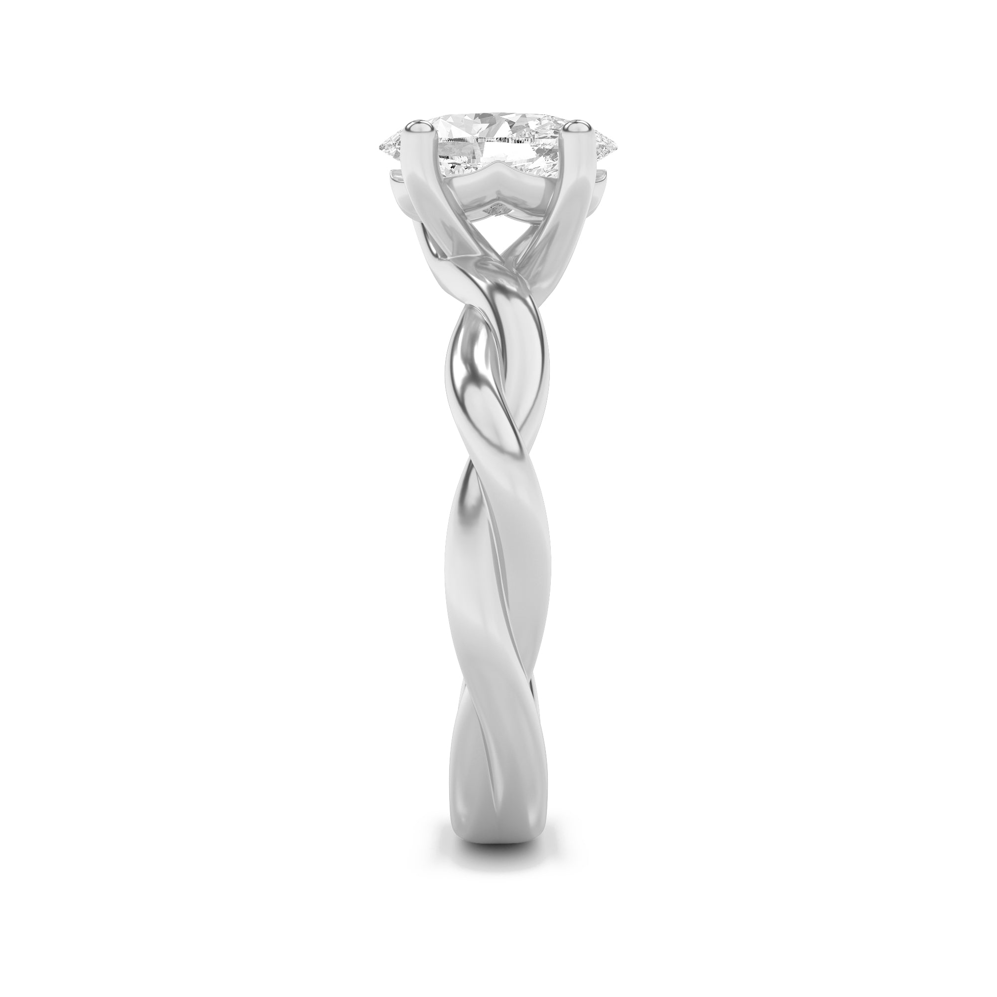 1Cttw Oval Shaped Lab Grown Diamond (F/VS) TwistedShank Solitaire Engagement Ring in 14K Gold