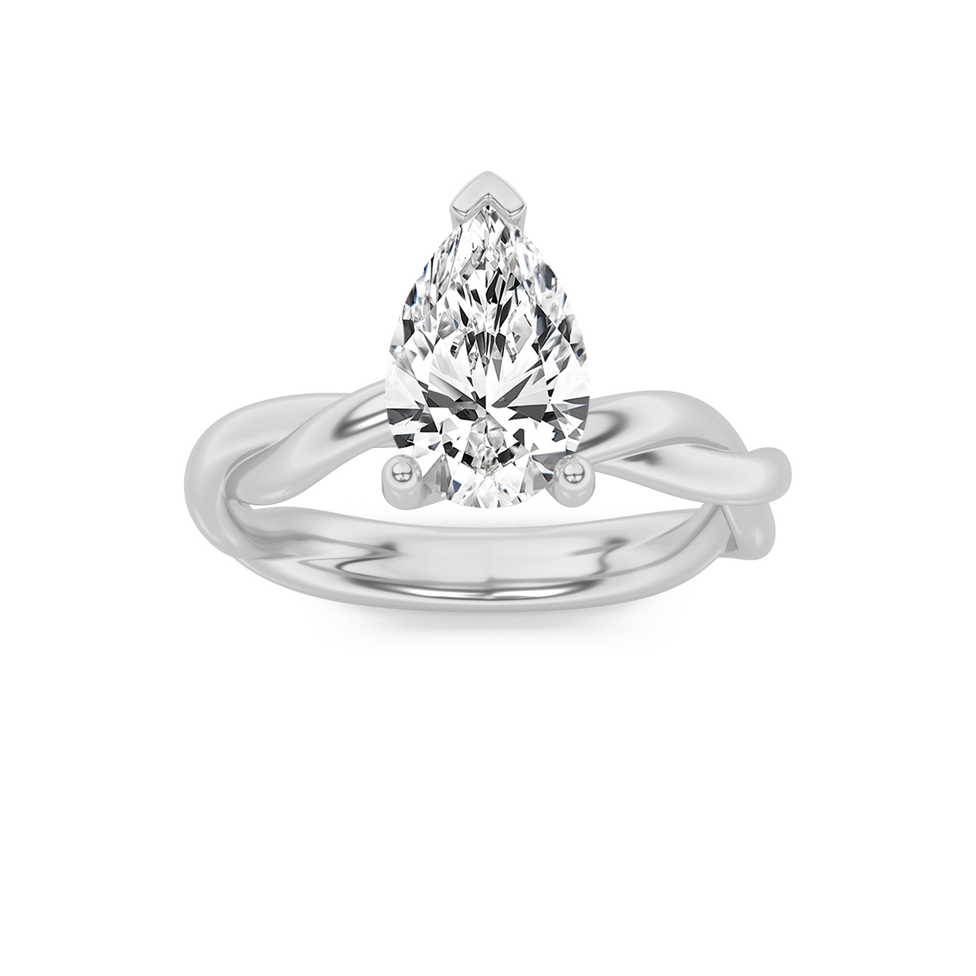 2Cttw Pear Shaped Lab Grown Diamond (F/VS) TwistedShank Solitaire Engagement Ring in 14K Gold