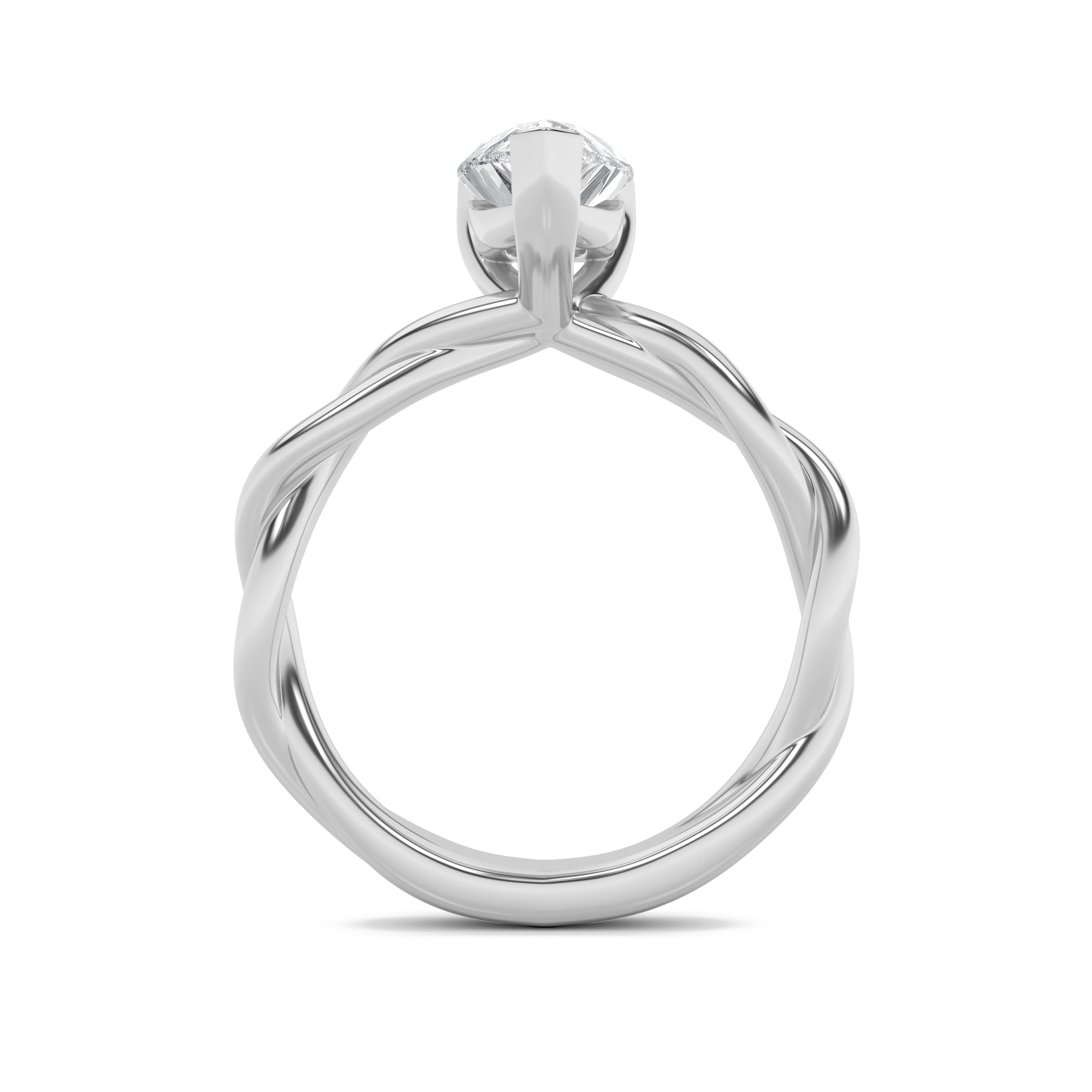 2Cttw Pear Shaped Lab Grown Diamond (F/VS) TwistedShank Solitaire Engagement Ring in 14K Gold