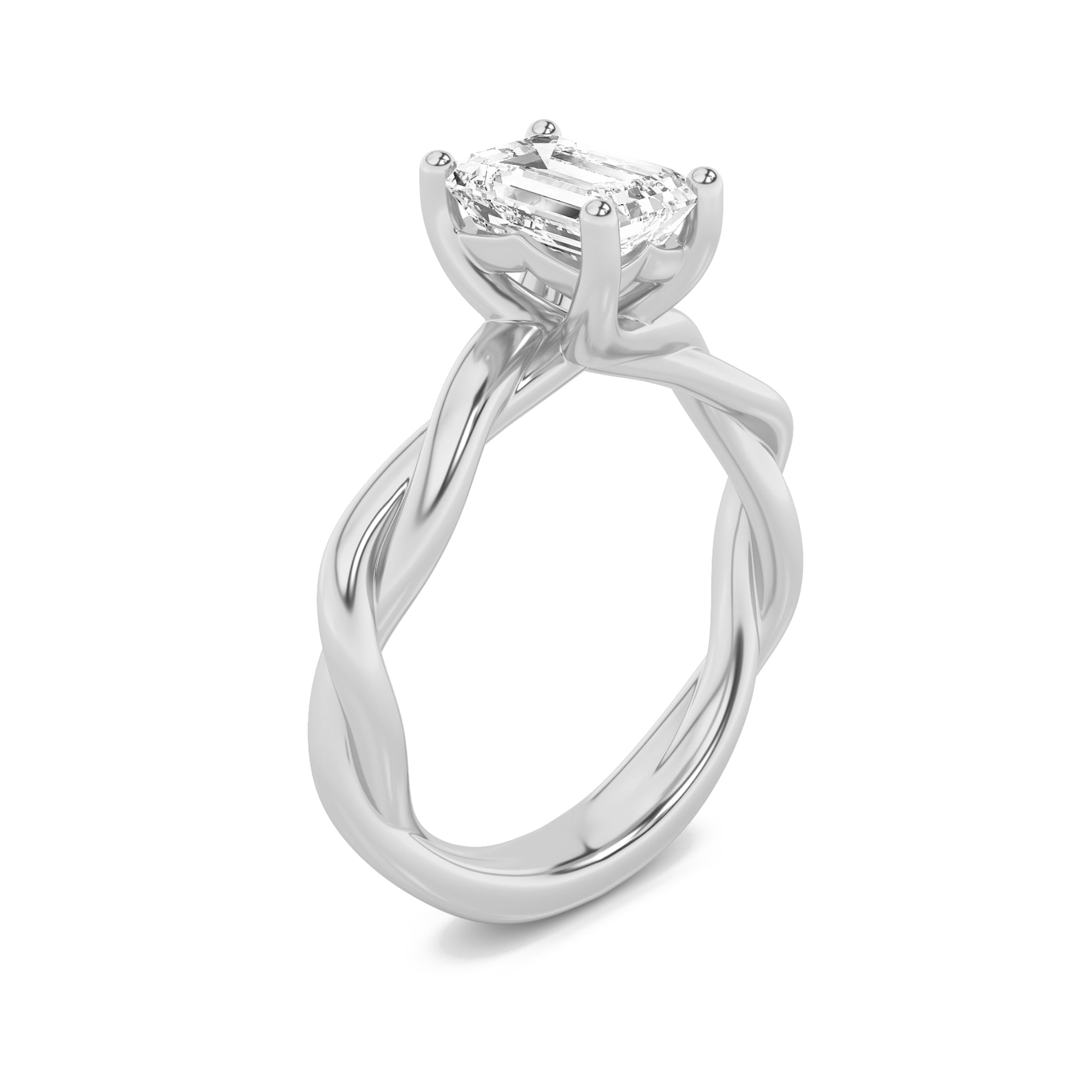 2Cttw Radiant Shaped Lab Grown Diamond (F/VS) Twisted Shank Solitaire Engagement Ring in 14K Gold