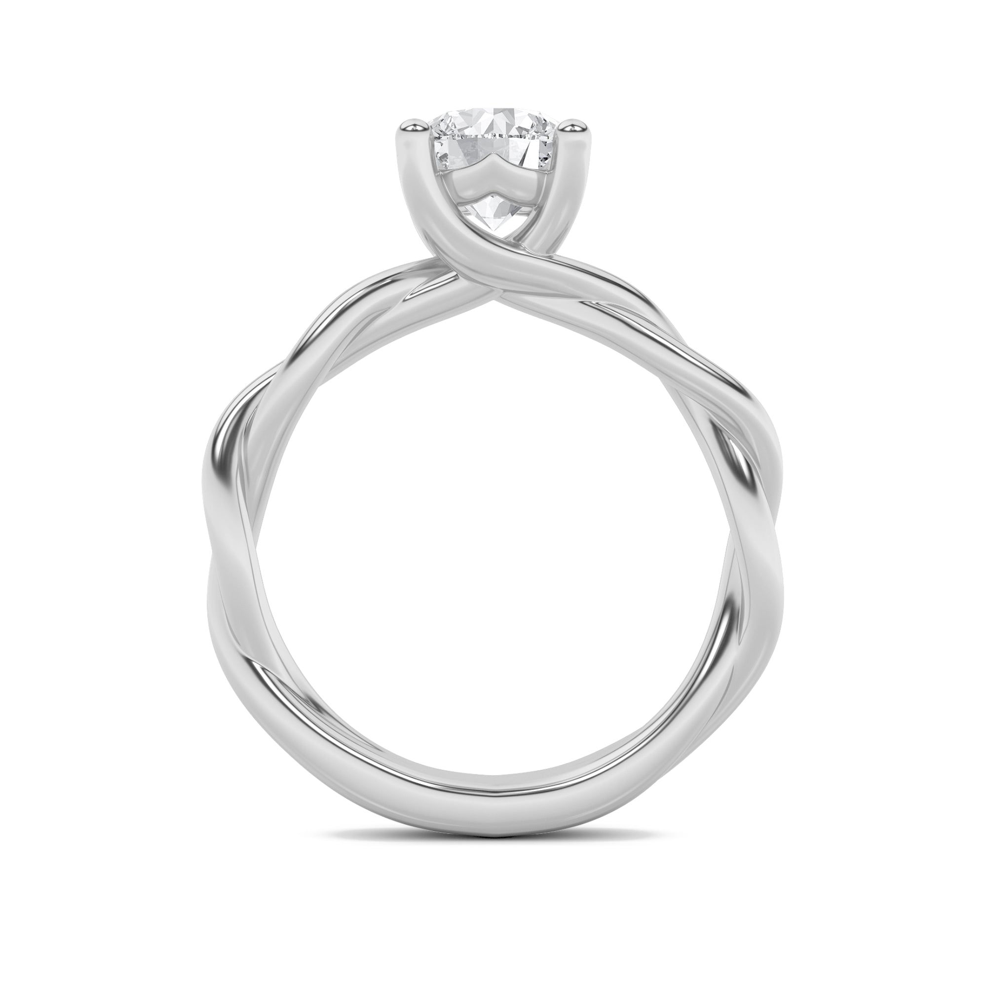 1.5Cttw Round Shaped Lab Grown Diamond (F/VS) Twisted Shank Solitaire Engagement Ring in 14K Gold