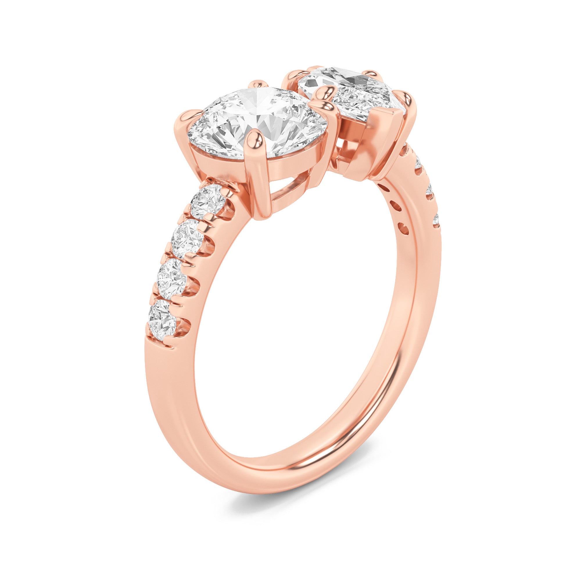 3Cttw Round Shaped Lab Grown Diamond (F/VS) Toi etMoi Engagement Ring in 14K Gold