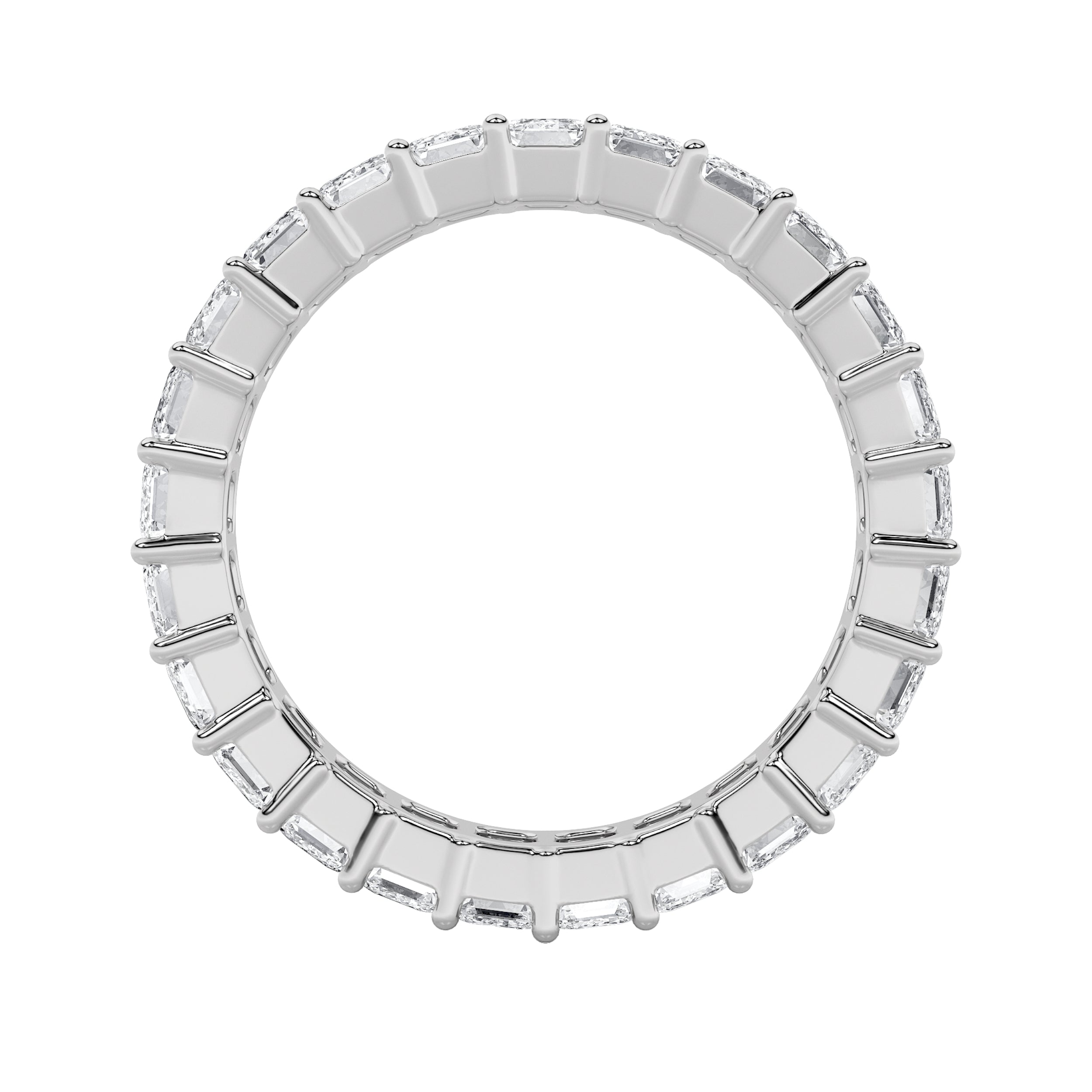 2.75Cttw Emerald Shaped Lab Grown Diamond Split Prong Eternity Ring in 14K Gold (F/VS)