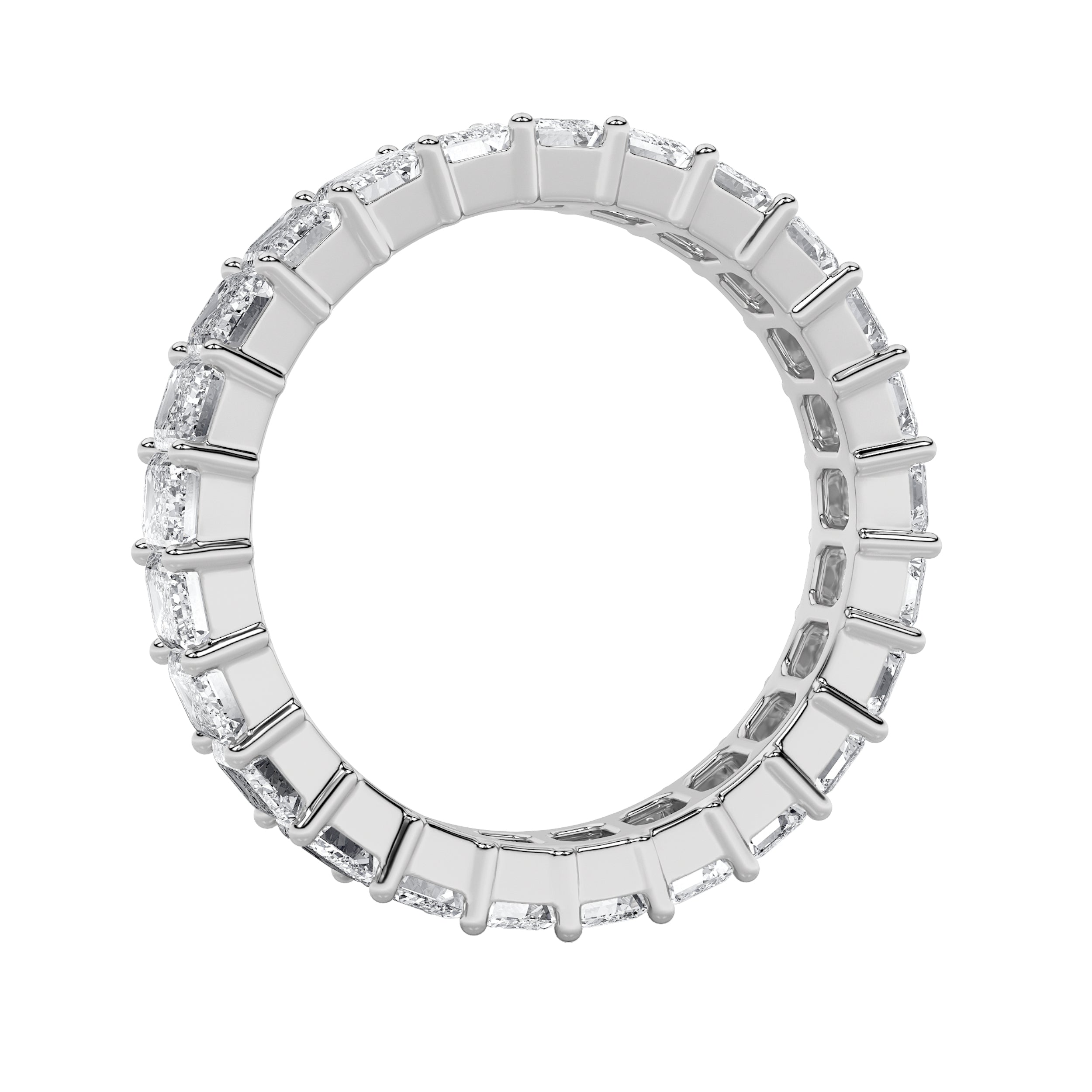 4.25Cttw Emerald Shaped Lab Grown Diamond Split Prong Eternity Ring in 14K Gold (F/VS)