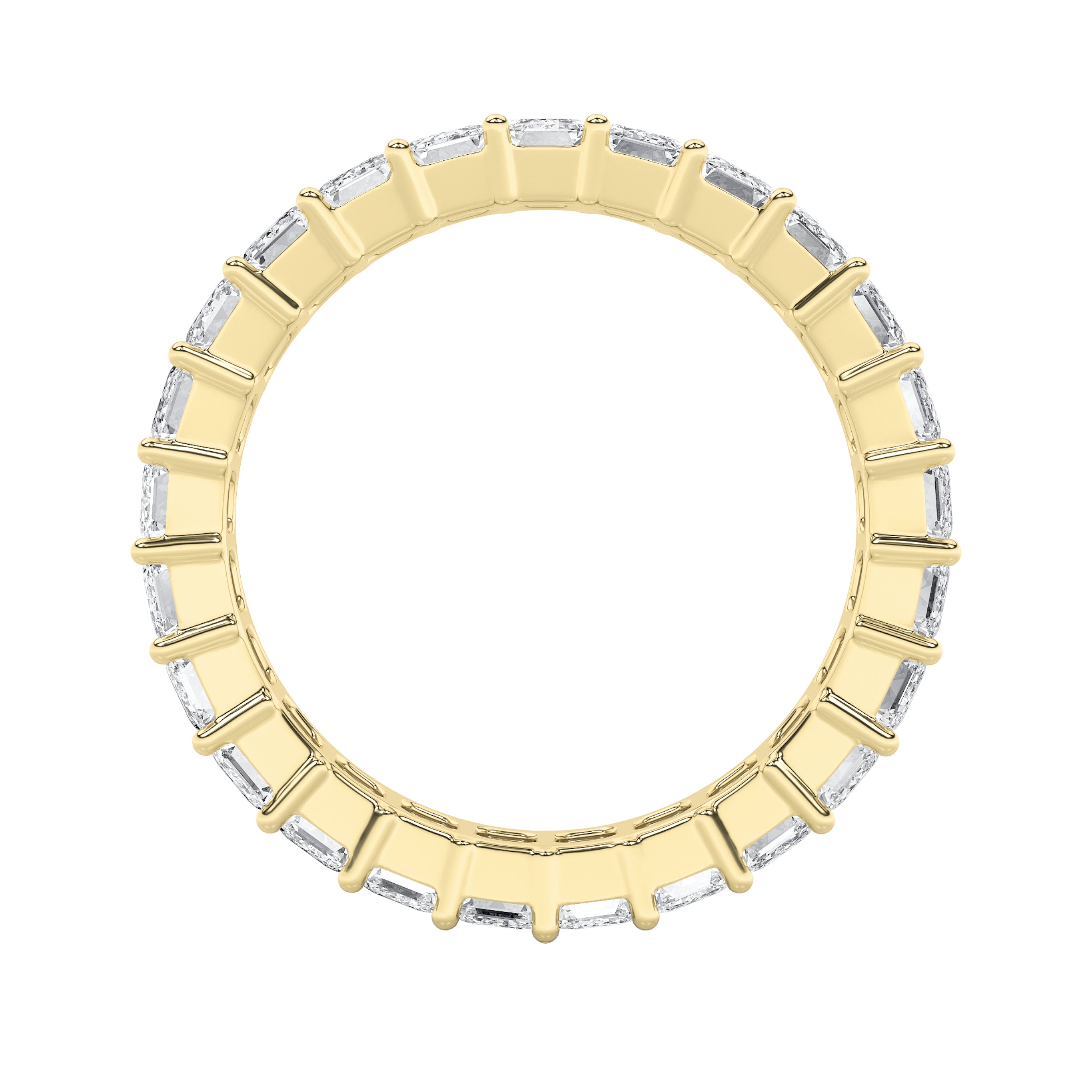 4.25Cttw Emerald Shaped Lab Grown Diamond Split Prong Eternity Ring in 14K Gold (F/VS)