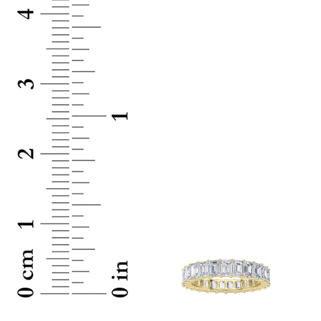 4.25Cttw Emerald Shaped Lab Grown Diamond Split Prong Eternity Ring in 14K Gold (F/VS)