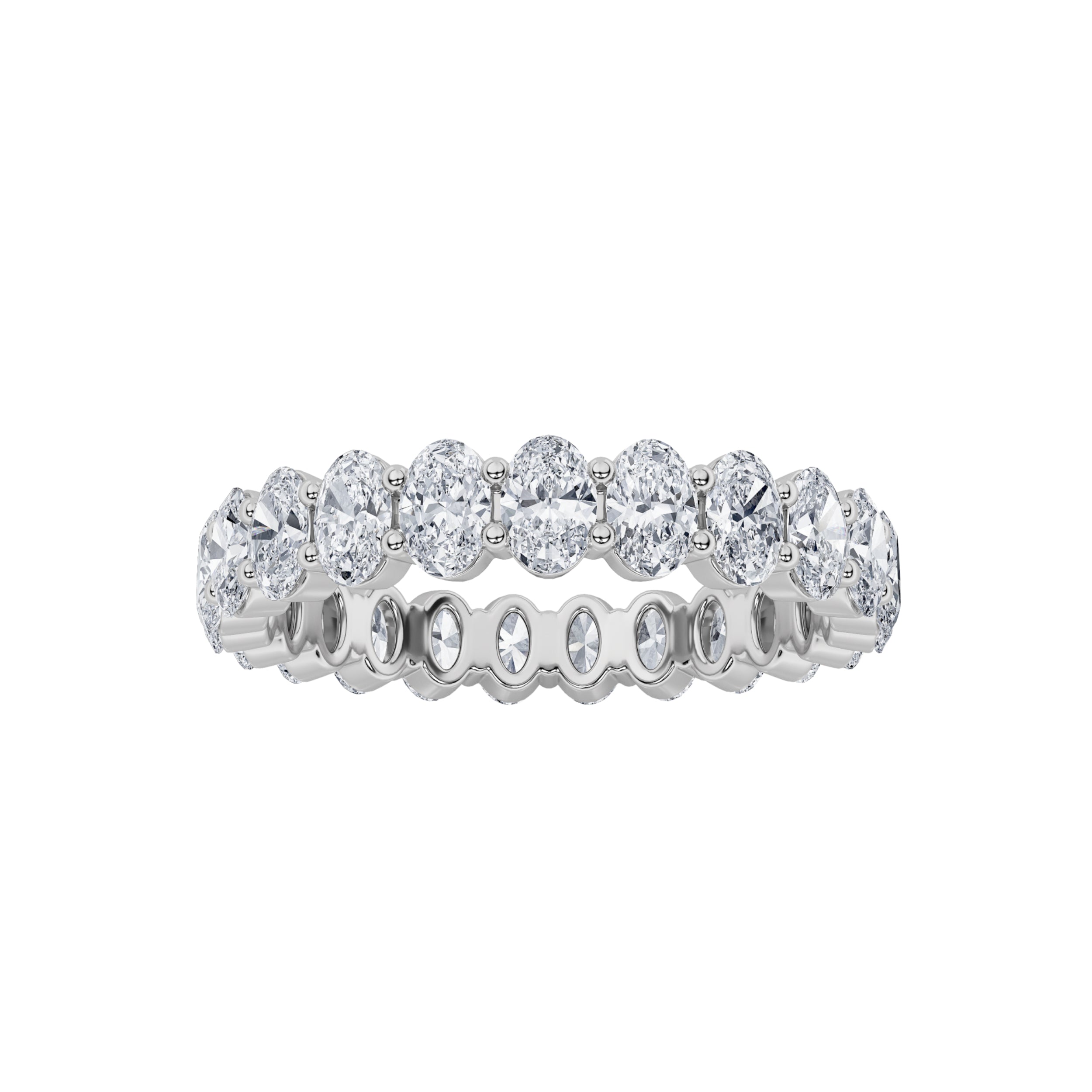 4Cttw Oval Shaped Lab Grown Diamond Split Prong Eternity Ring in 14K Gold (F/VS)