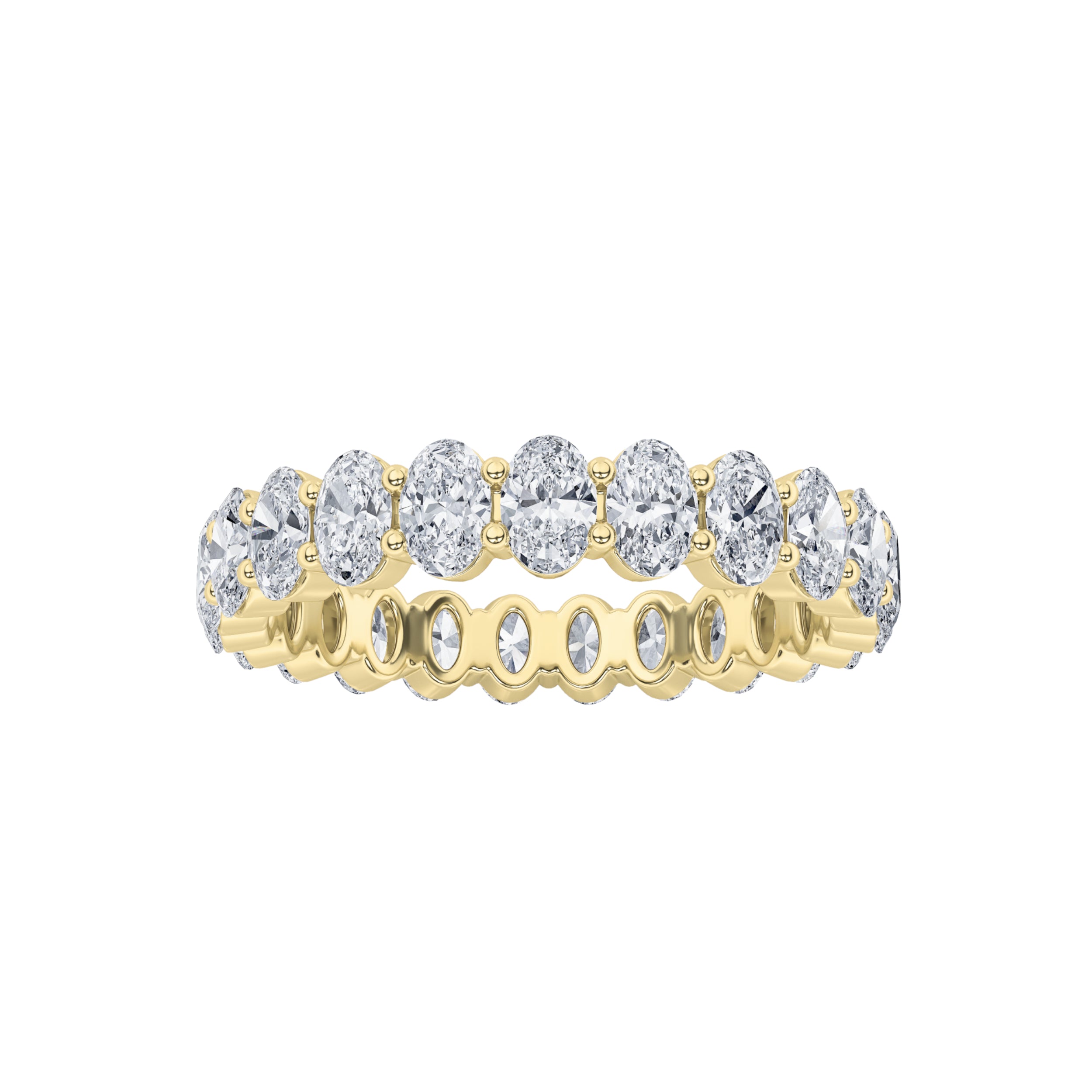 4Cttw Oval Shaped Lab Grown Diamond Split Prong Eternity Ring in 14K Gold (F/VS)