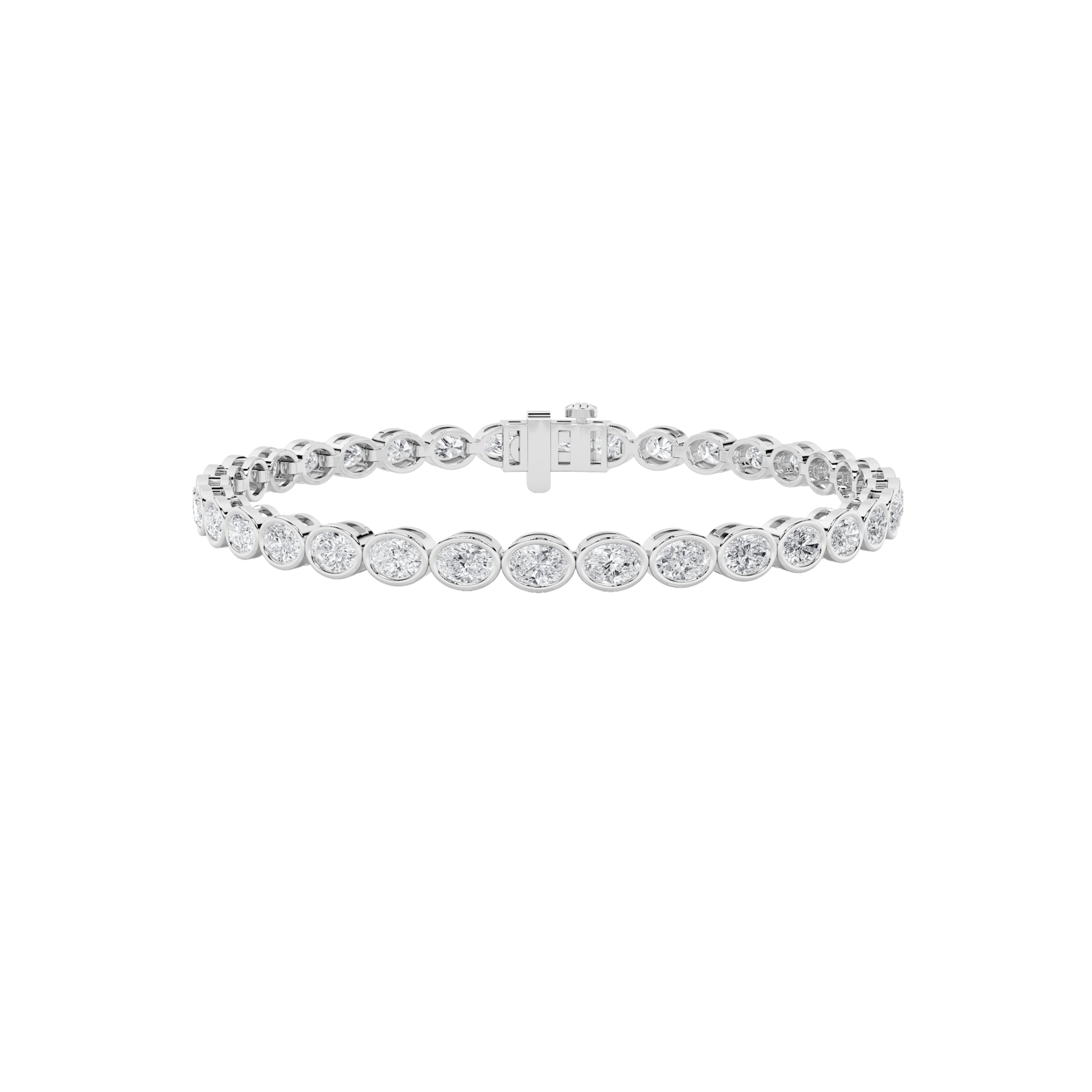 Oval Shaped Lab Grown Diamond (F/VS) East West Bezel Set Bracelet in 14K Gold