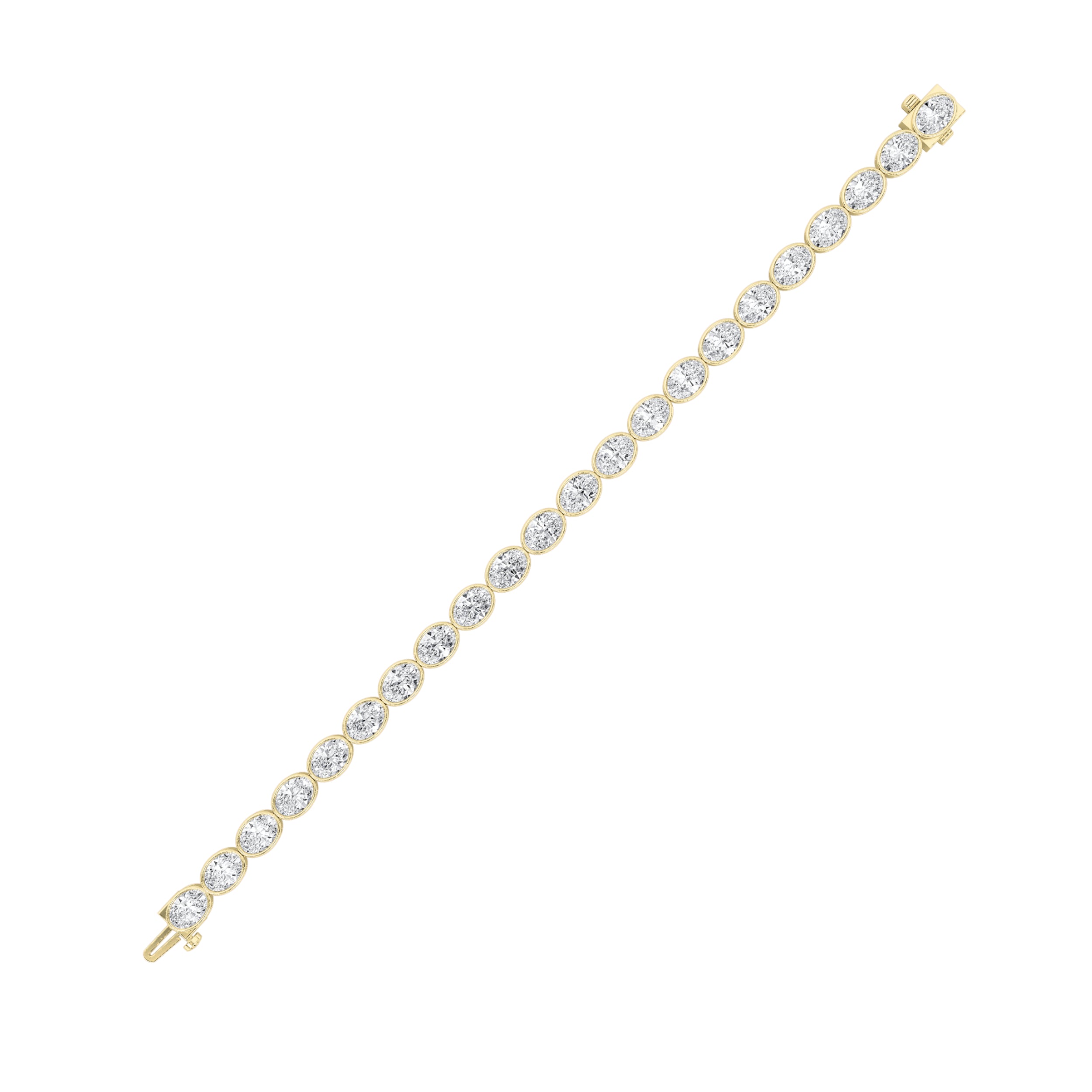 15Cttw Oval Shaped Lab Grown Diamond (F/VS) East West Bezel Set Bracelet in 14K Gold