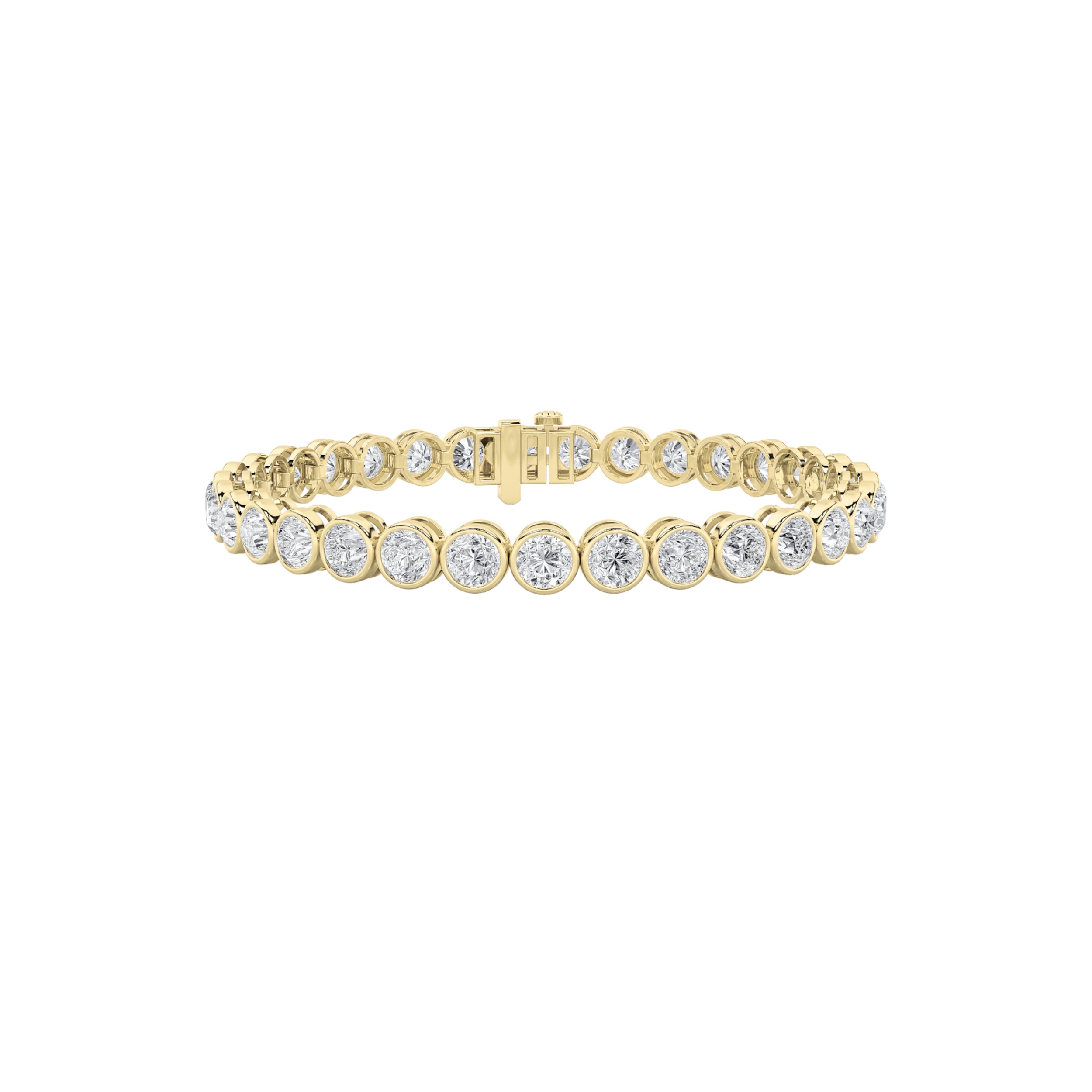 Round Shaped Lab Grown Diamond (F/VS) EastWest Bezel Set Bracelet in 14K Gold