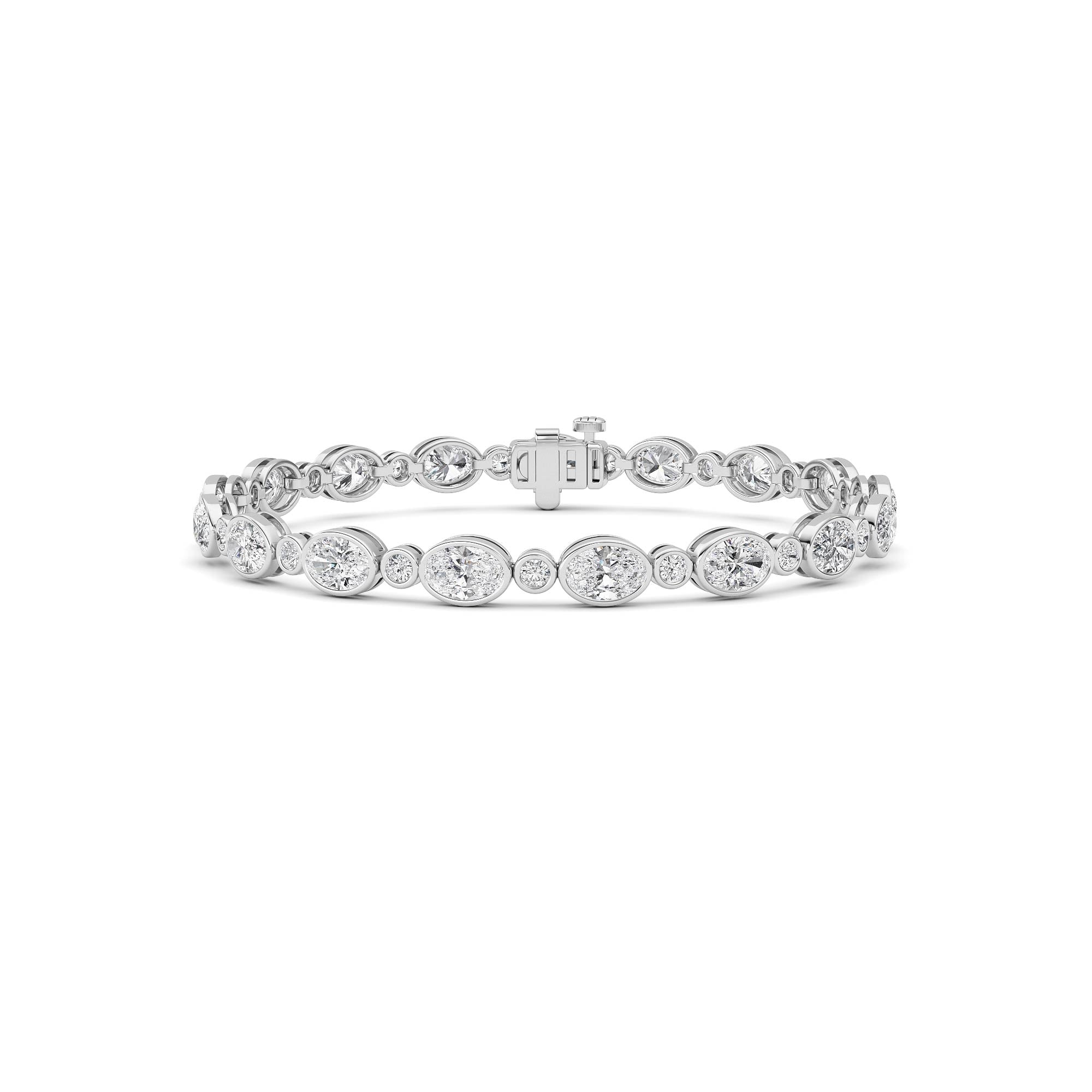 8Cttw Oval And Round Lab Grown Diamond (F/VS ) Bezel Set Bracelet in 14K Gold