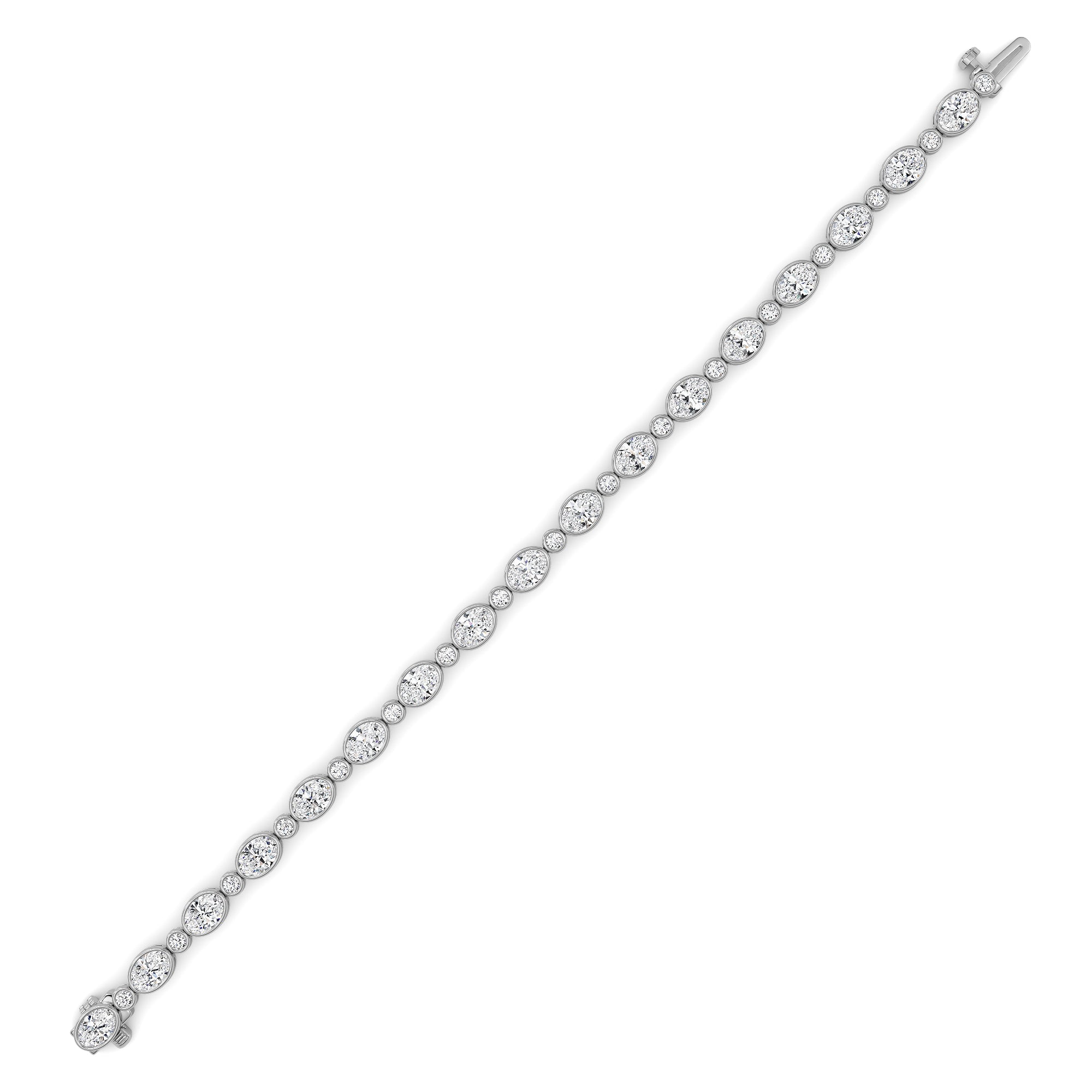 8Cttw Oval And Round Lab Grown Diamond (F/VS ) Bezel Set Bracelet in 14K Gold