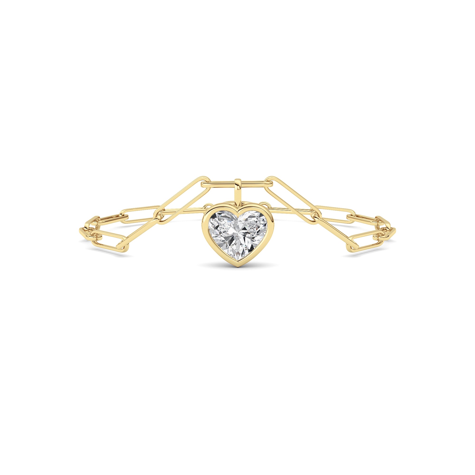3Cttw Heart Lab Grown Diamond (F/VS ) Bezel Set Bracelet in 14K Gold