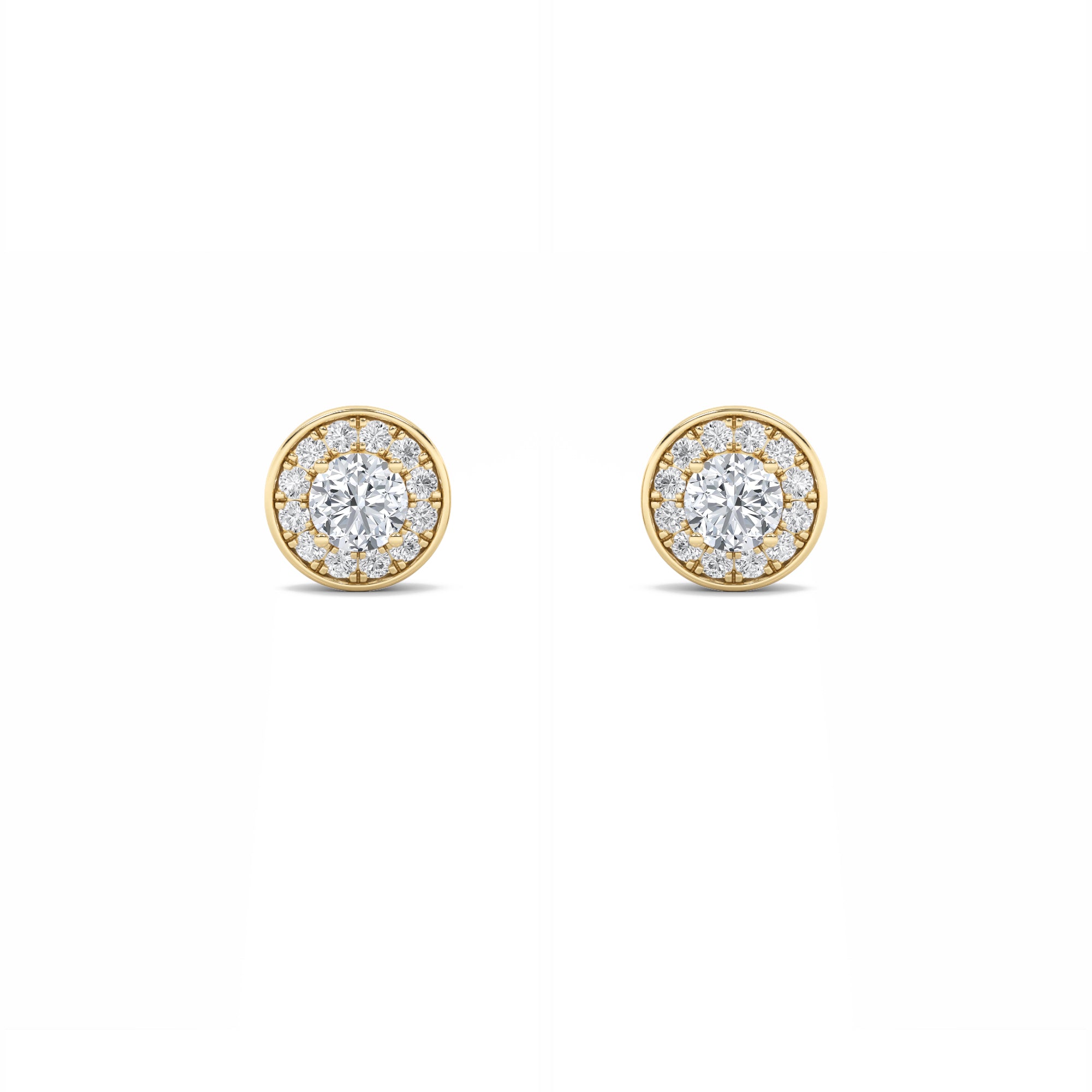 1Cttw Round Shaped Lab Grown Diamond (F/VS) Halo Stud Earrings in 14K Gold