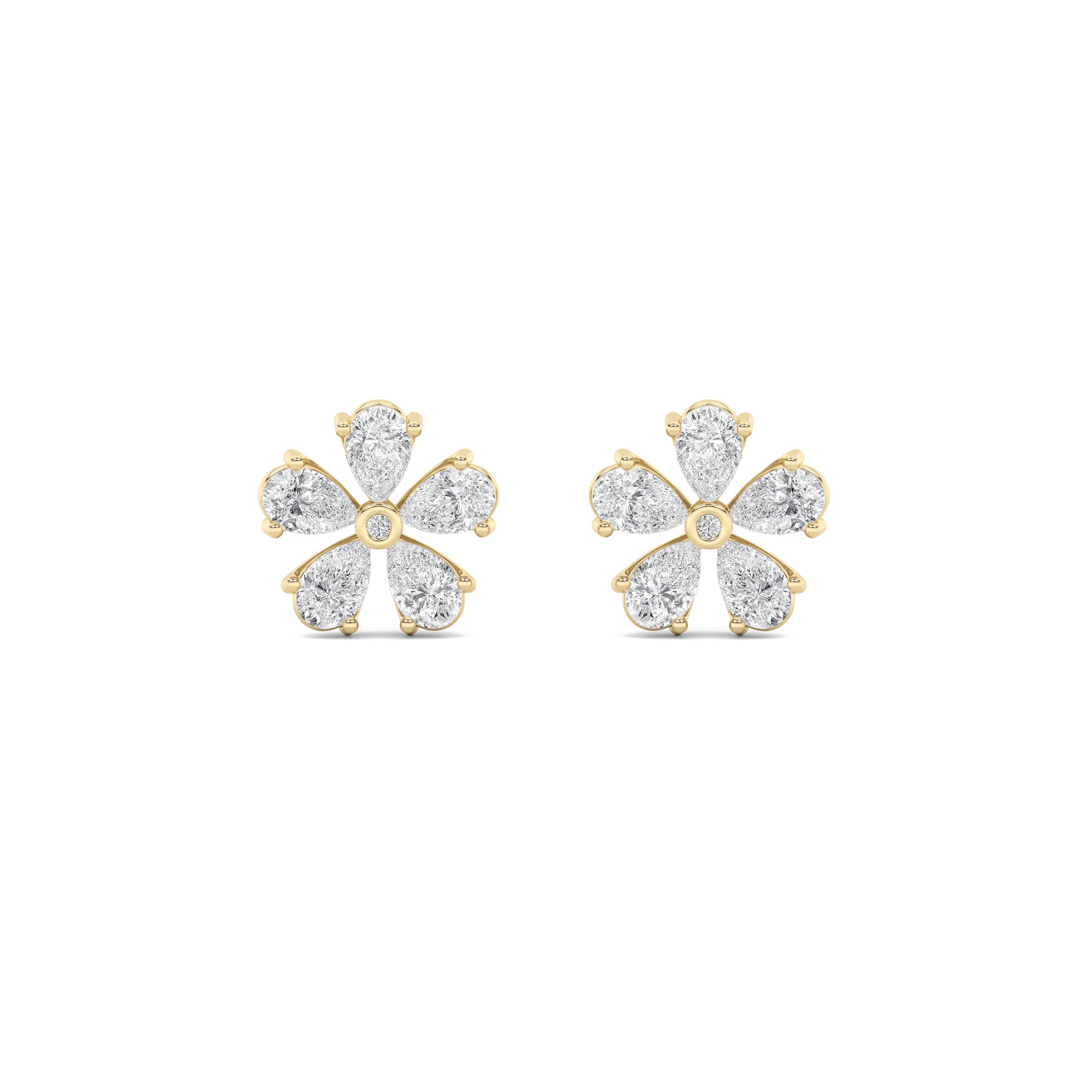 2.5Cttw Pear Shaped Lab Grown Diamond (F/VS) Floral Earrings in 14K Gold