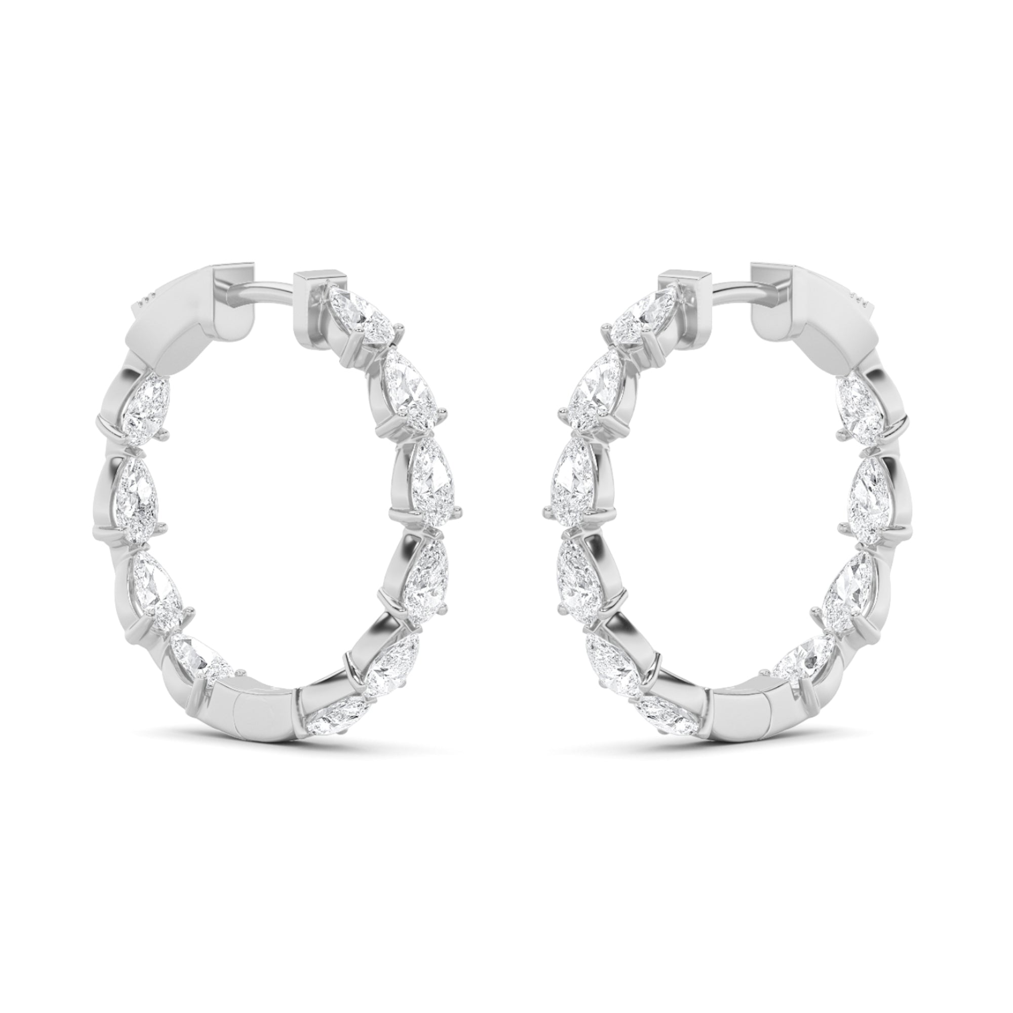 4Cttw Pear Shaped Lab Grown Diamond (F/VS) InsideOut Hoop Earrings in 14K Gold