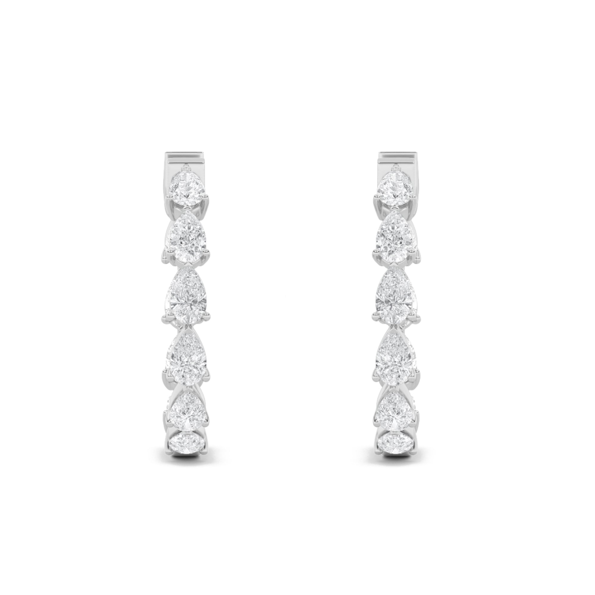4Cttw Pear Shaped Lab Grown Diamond (F/VS) InsideOut Hoop Earrings in 14K Gold