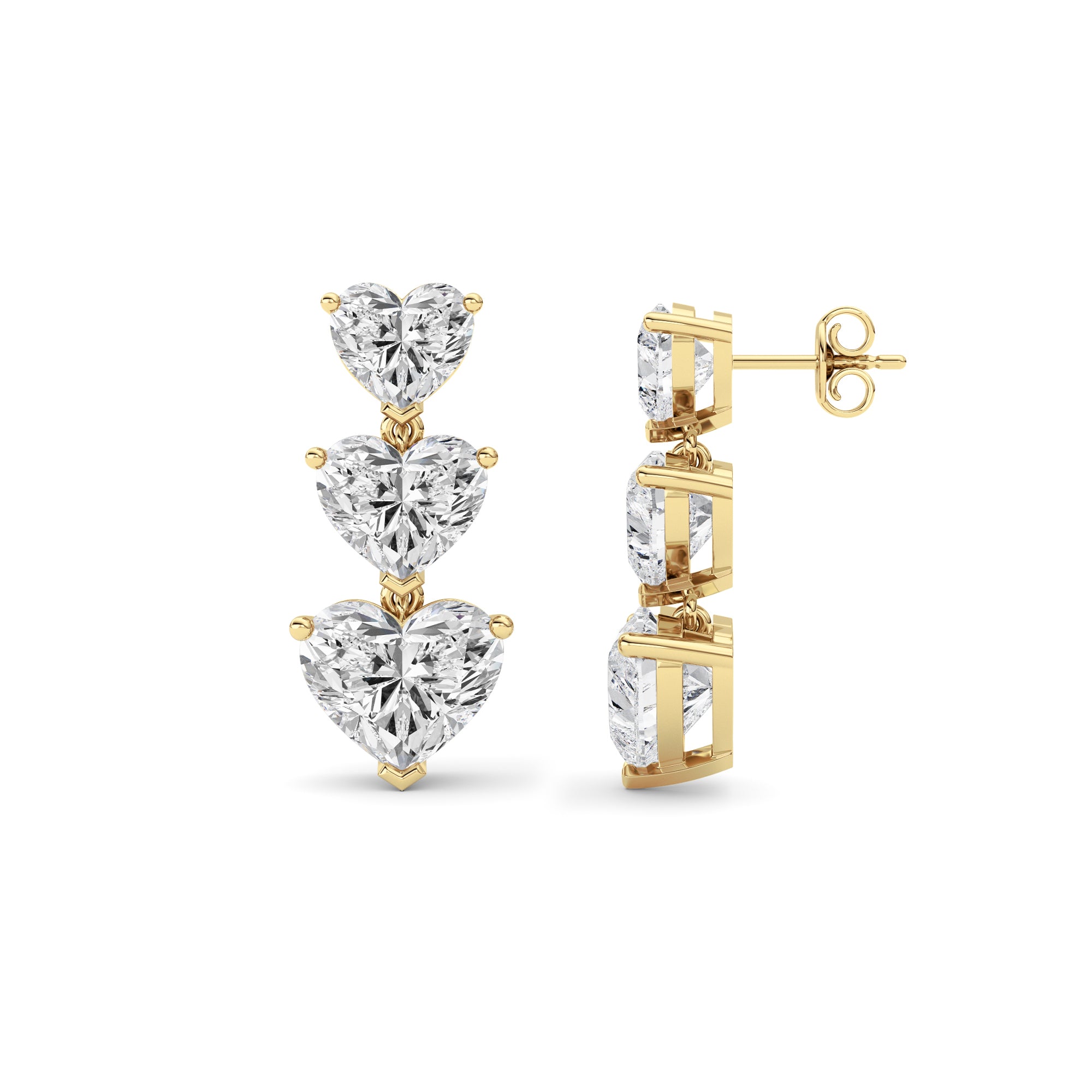 16Cttw Heart Shaped Lab Grown Diamond (F/VS ) Earrings in 14K Gold