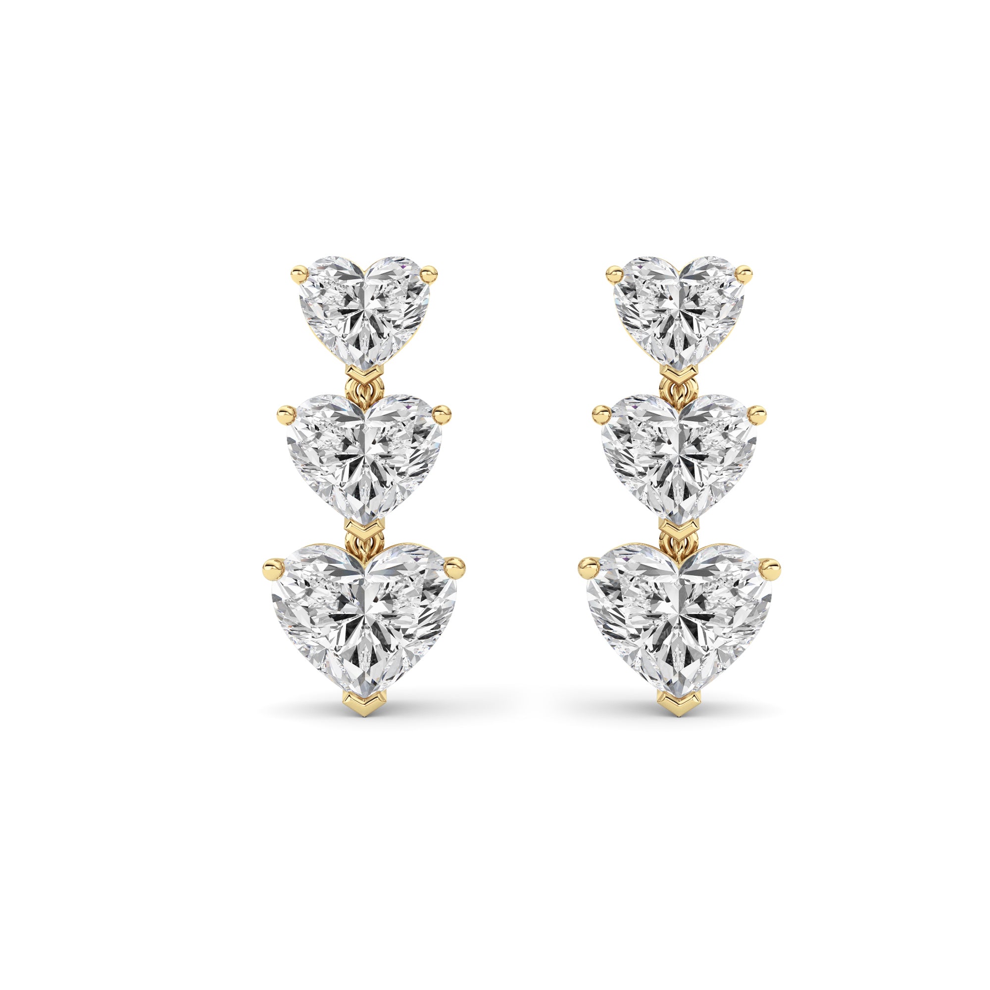16Cttw Heart Shaped Lab Grown Diamond (F/VS ) Earrings in 14K Gold