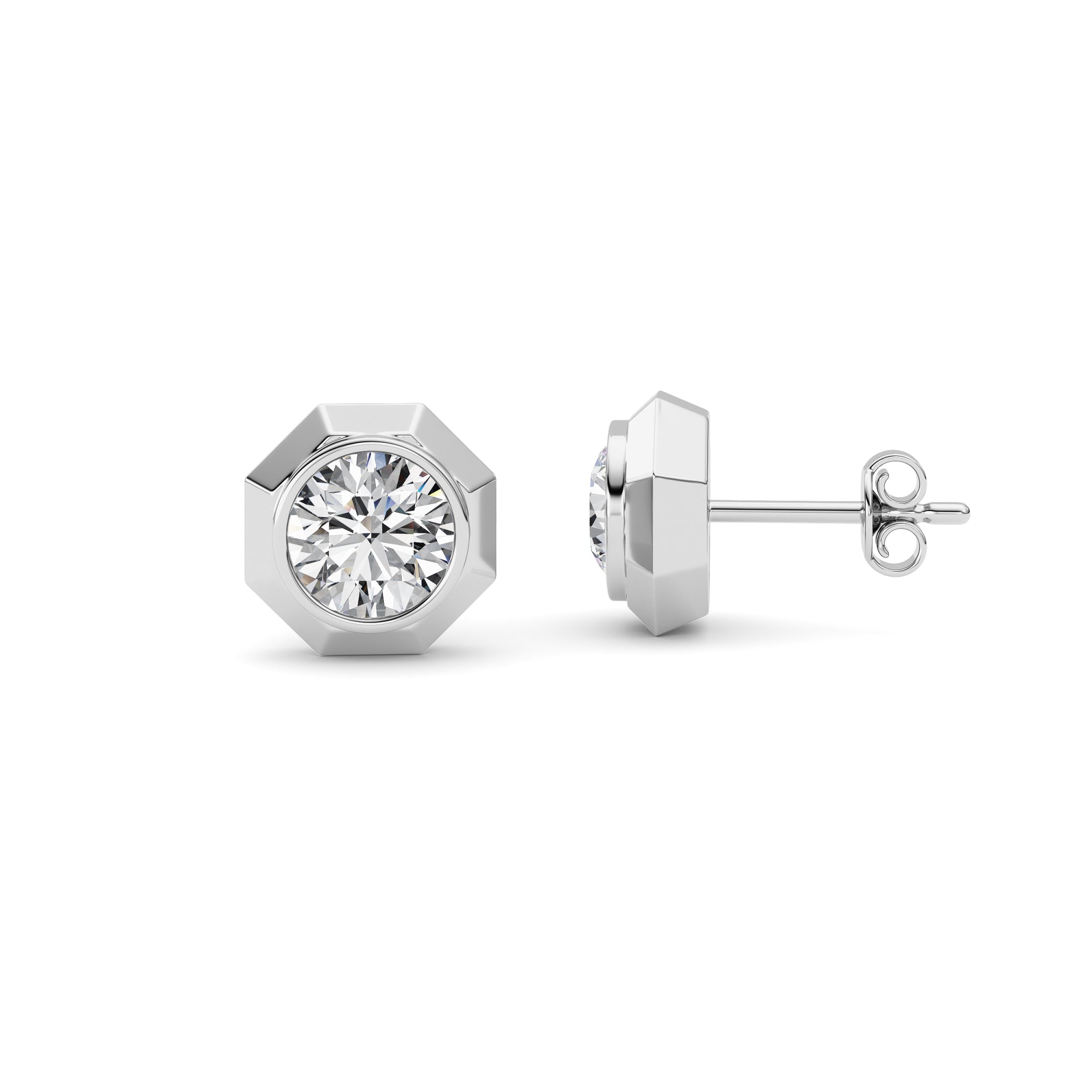 2Cttw Round Shaped Lab Grown Diamond (F/VS ) StudEarrings in 14K Gold