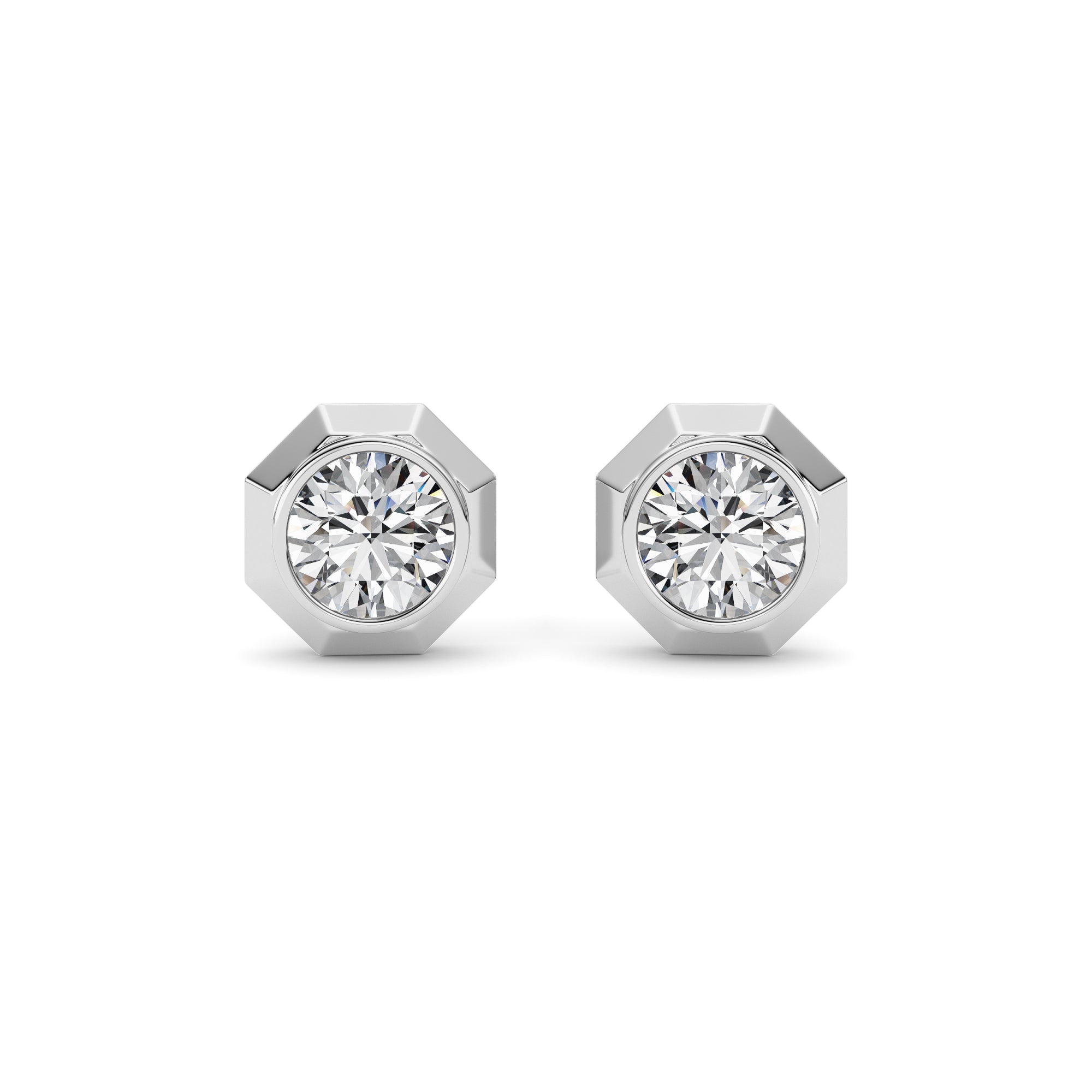 2Cttw Round Shaped Lab Grown Diamond (F/VS ) StudEarrings in 14K Gold
